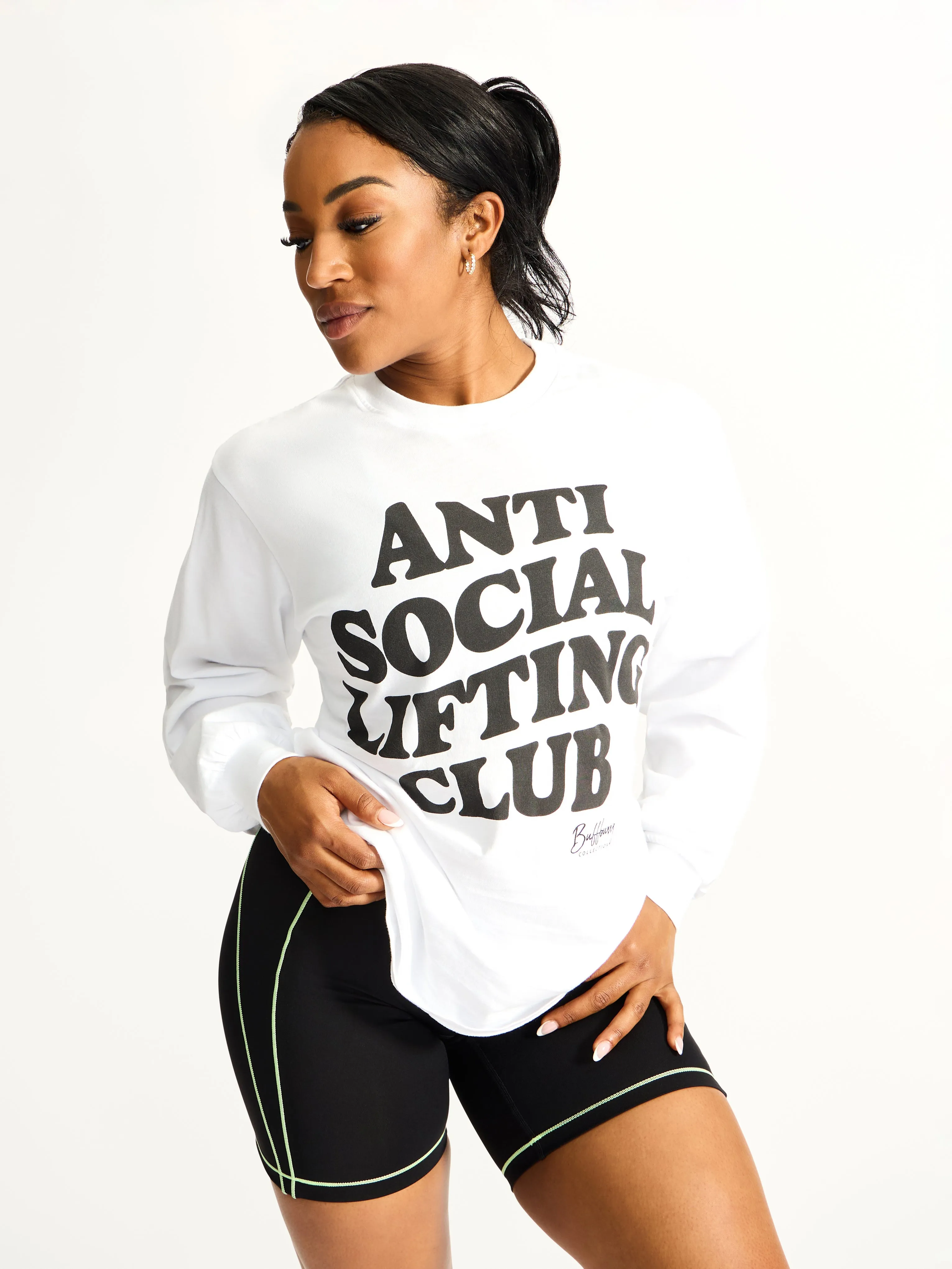 Social LS Tee - White sold by BuffBunny