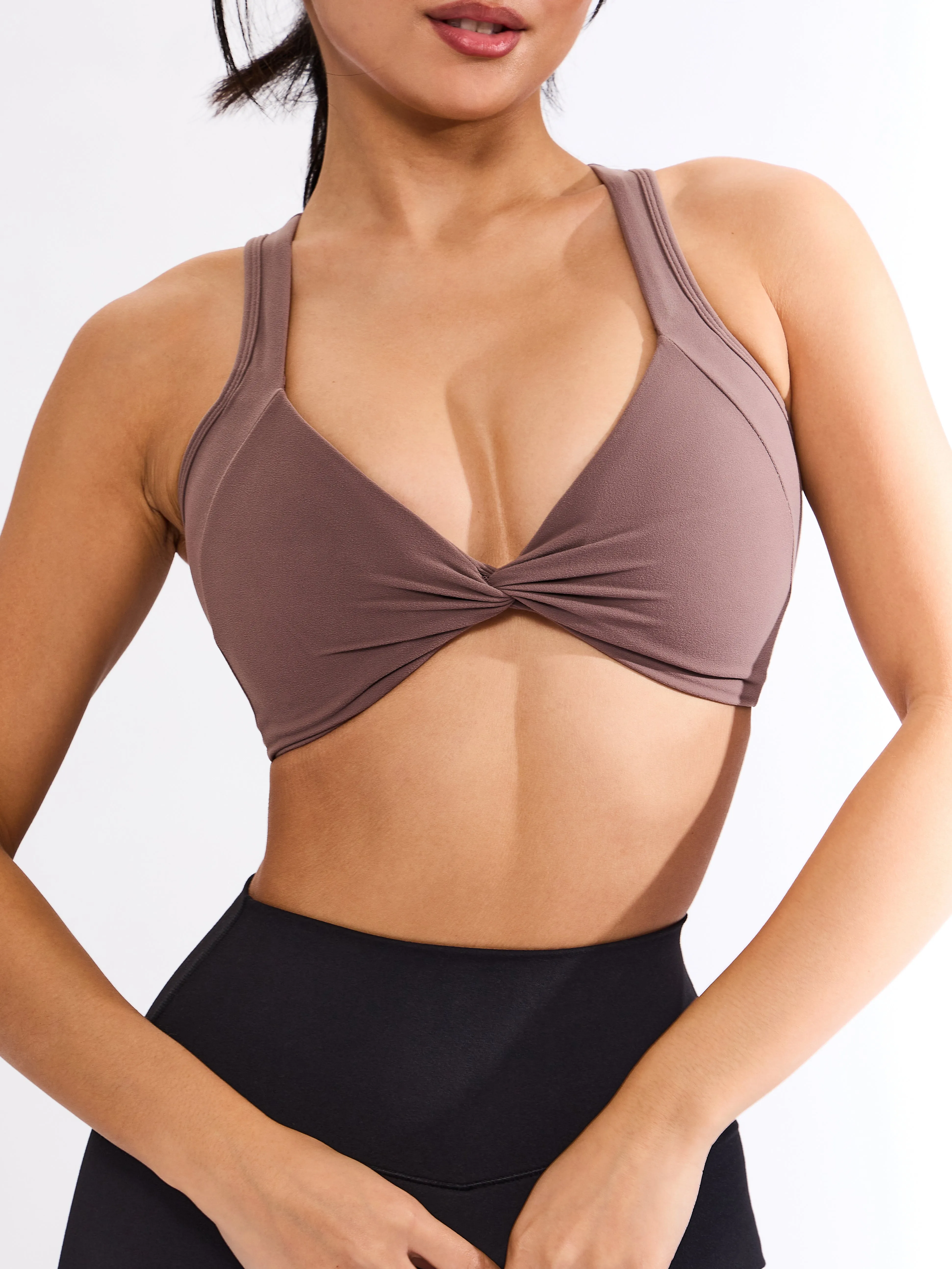 Twisted Curve Sports Bra - Mocha Berry sold by BuffBunny
