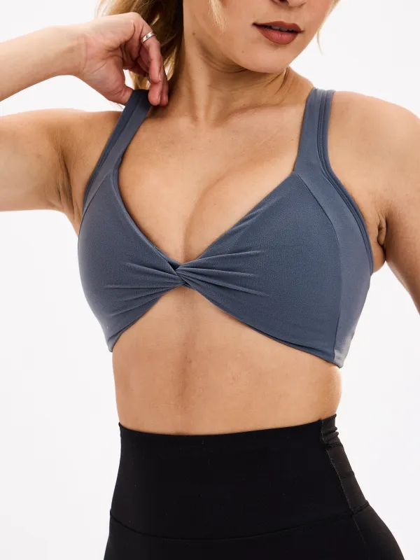 Twisted Curve Sports Bra - Barista Blue sold by BuffBunny
