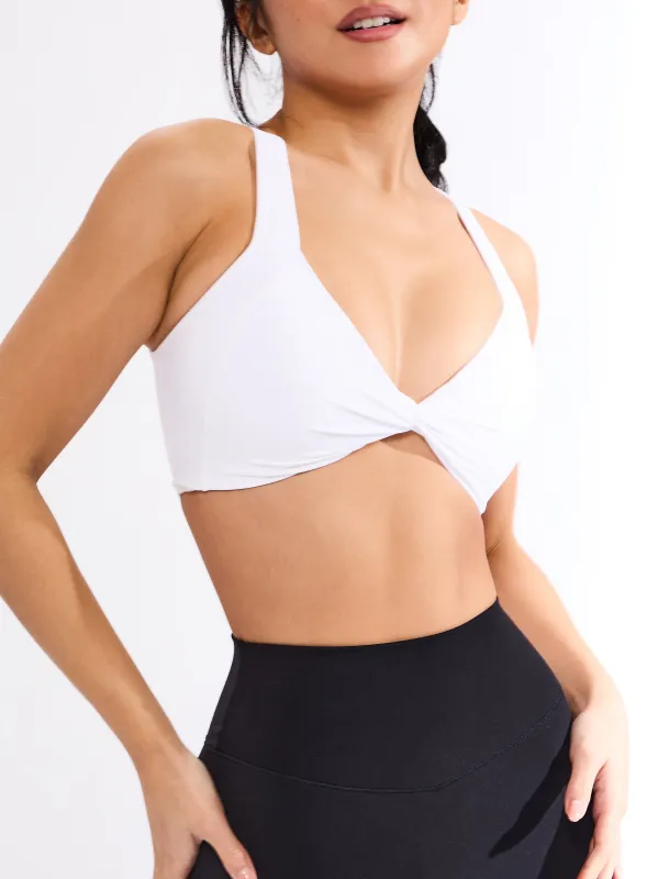 Twisted Curve Sports Bra - White sold by BuffBunny