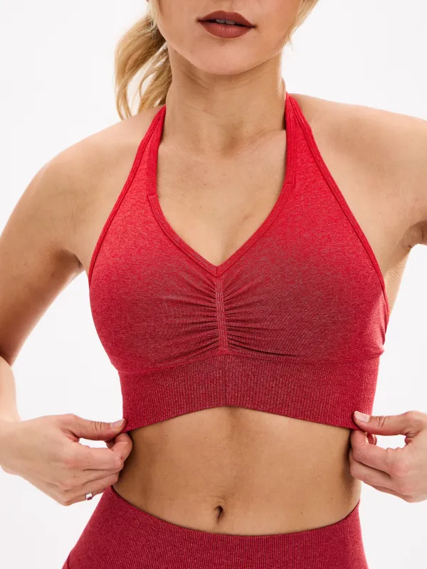 Halter Seamless Sports Bra - Red Ombre sold by BuffBunny