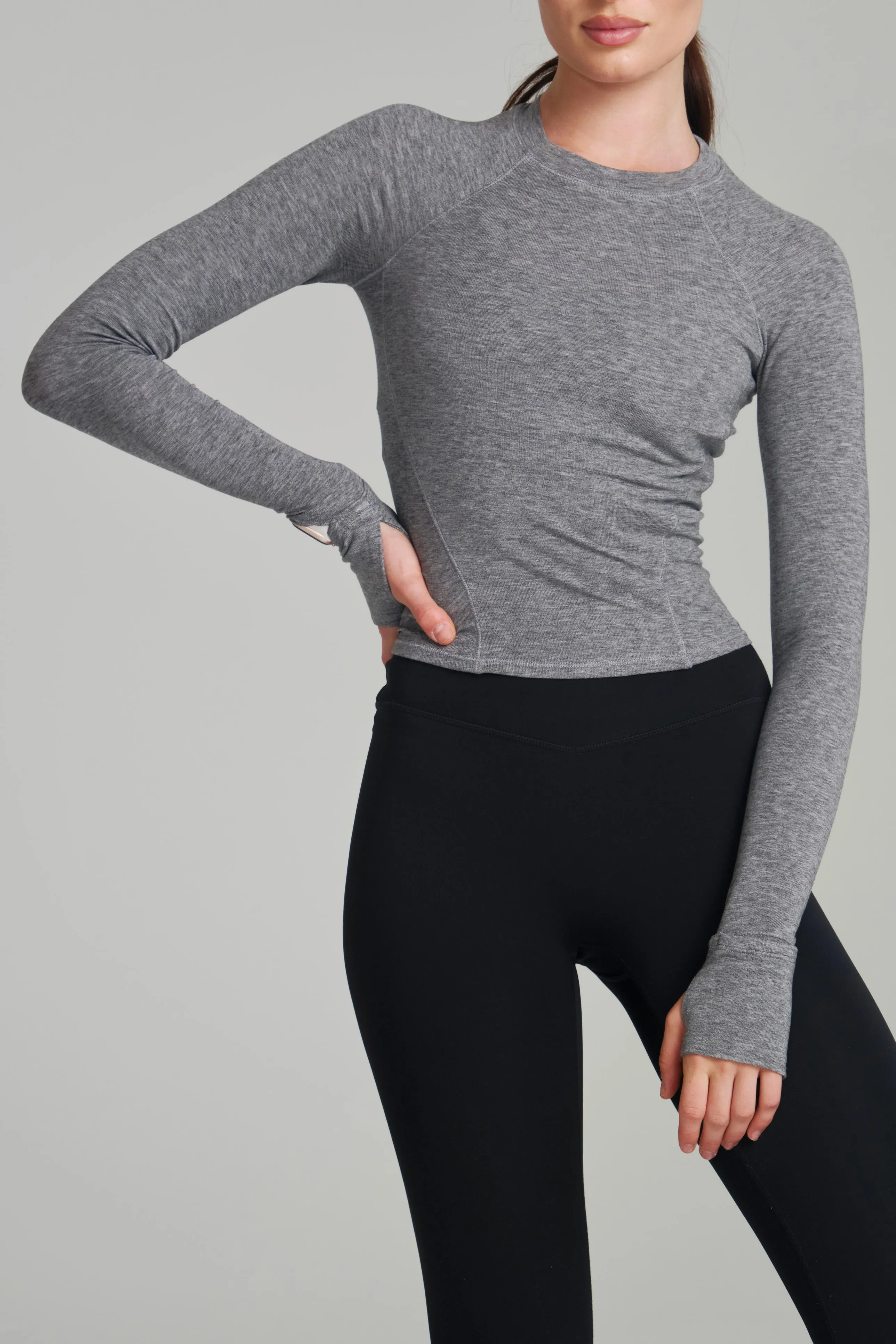 Base Layer Long Sleeve Waist Top - Heather Grey sold by BuffBunny product image thumbnail 5