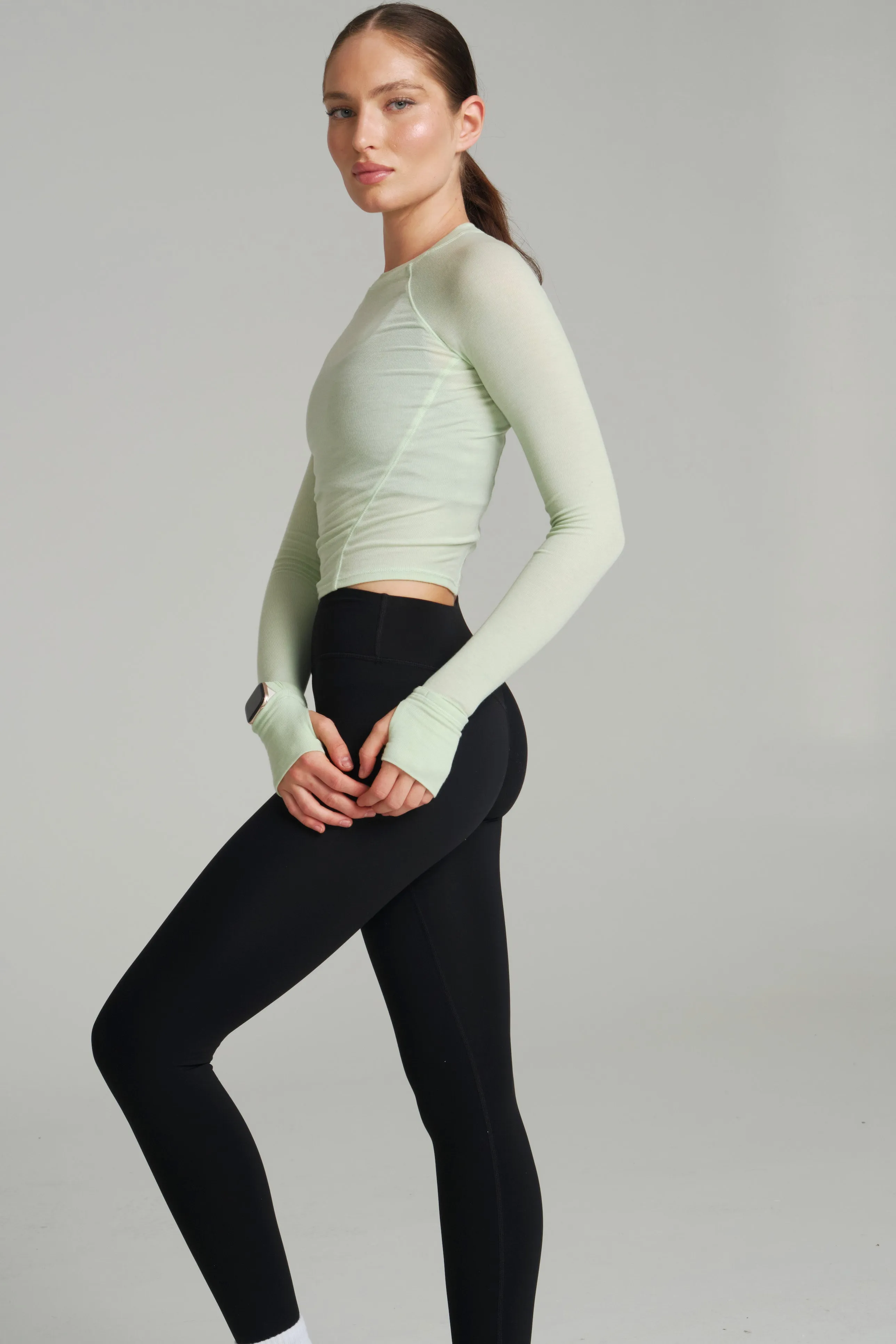 Base Layer Long Sleeve Waist Top - Honeydew sold by BuffBunny product image thumbnail 3