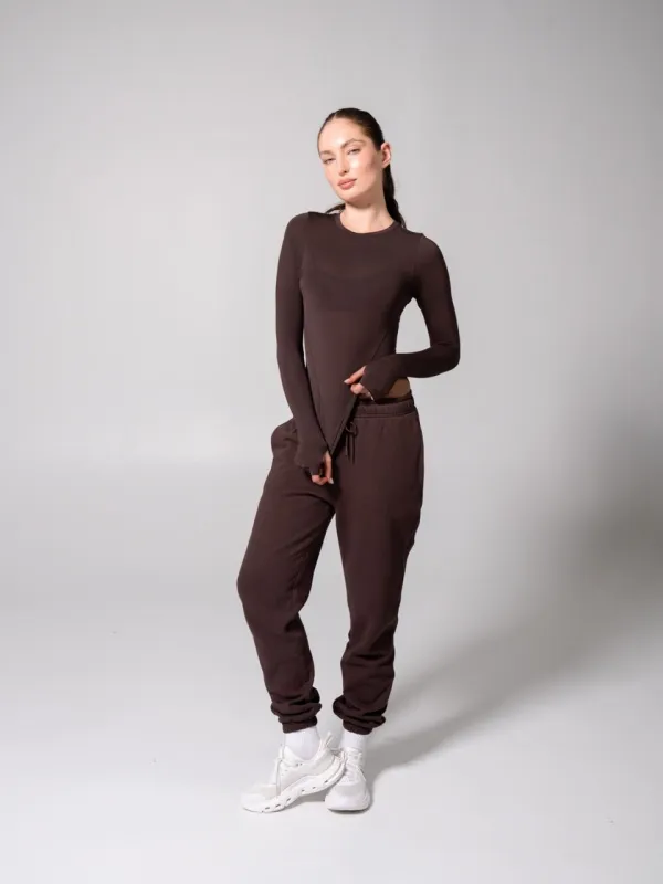 Halo Long Sleeve Hip Tee - Espresso made by BuffBunny
