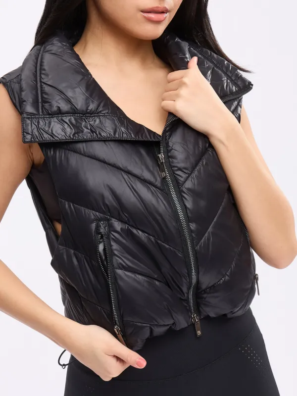 Cinch Waist Puffer Vest - Onyx Black sold by BuffBunny