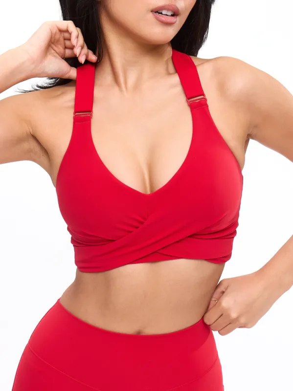 Candy Wrap Sports Bra - Lipstick Red made by BuffBunny