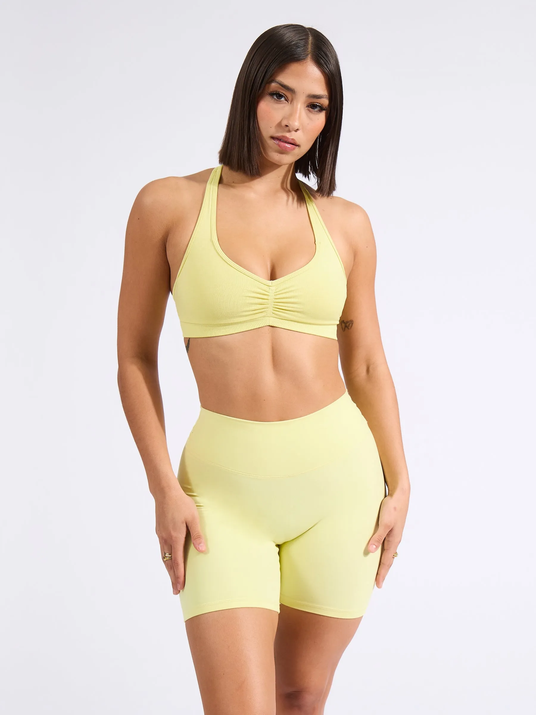 Halter Seamless Sports Bra - Afterglow Yellow sold by BuffBunny product image thumbnail 3