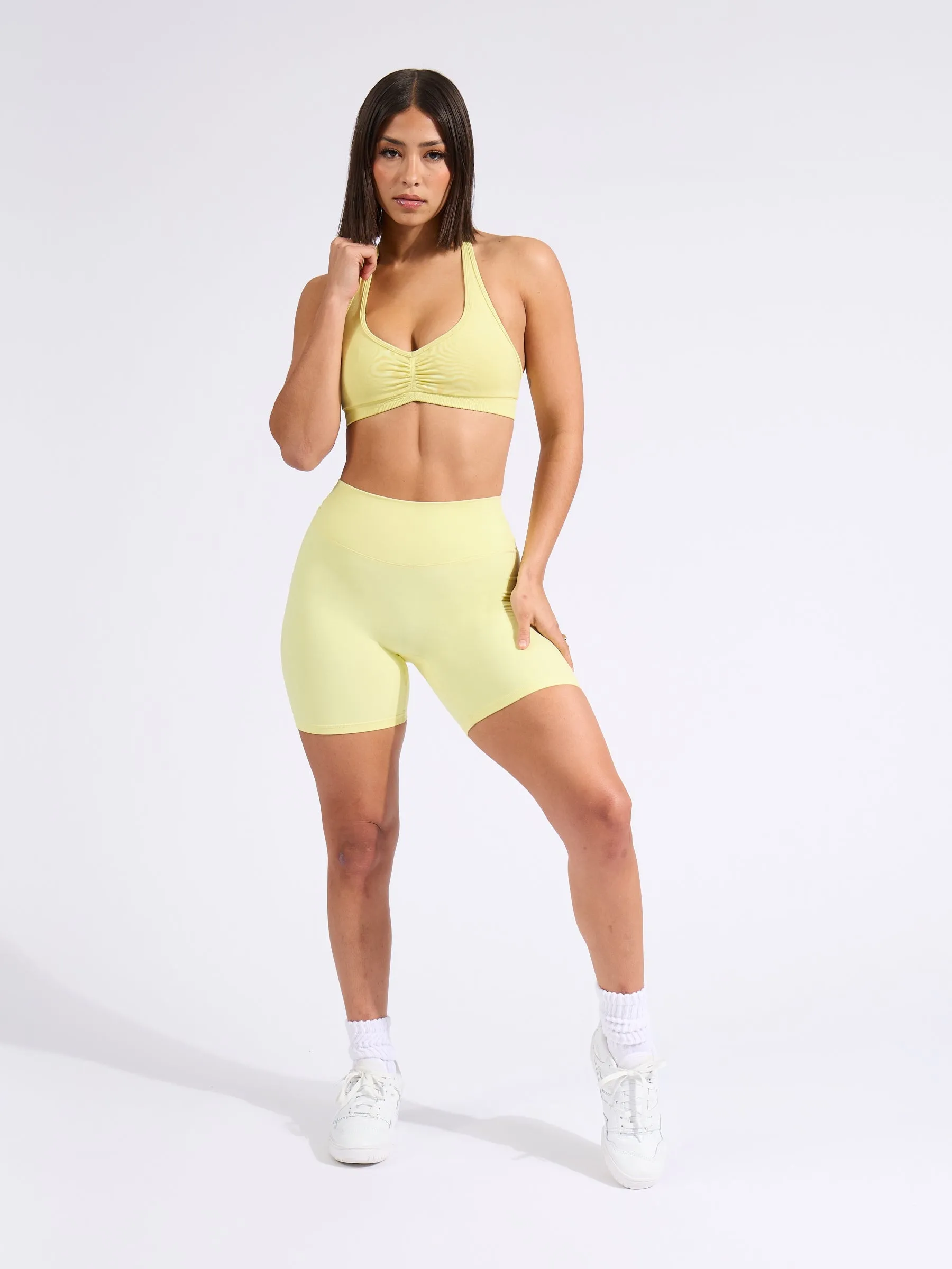 Halter Seamless Sports Bra - Afterglow Yellow sold by BuffBunny product image thumbnail 4