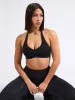 Halter Seamless Sports Bra - Black sold by BuffBunny