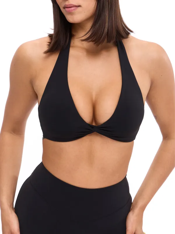 Twisted Halter Sports Bra - Onyx Black sold by BuffBunny