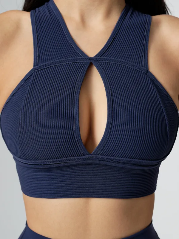 Sphynx Ribbed Sports Bra - Nightshade sold by BuffBunny