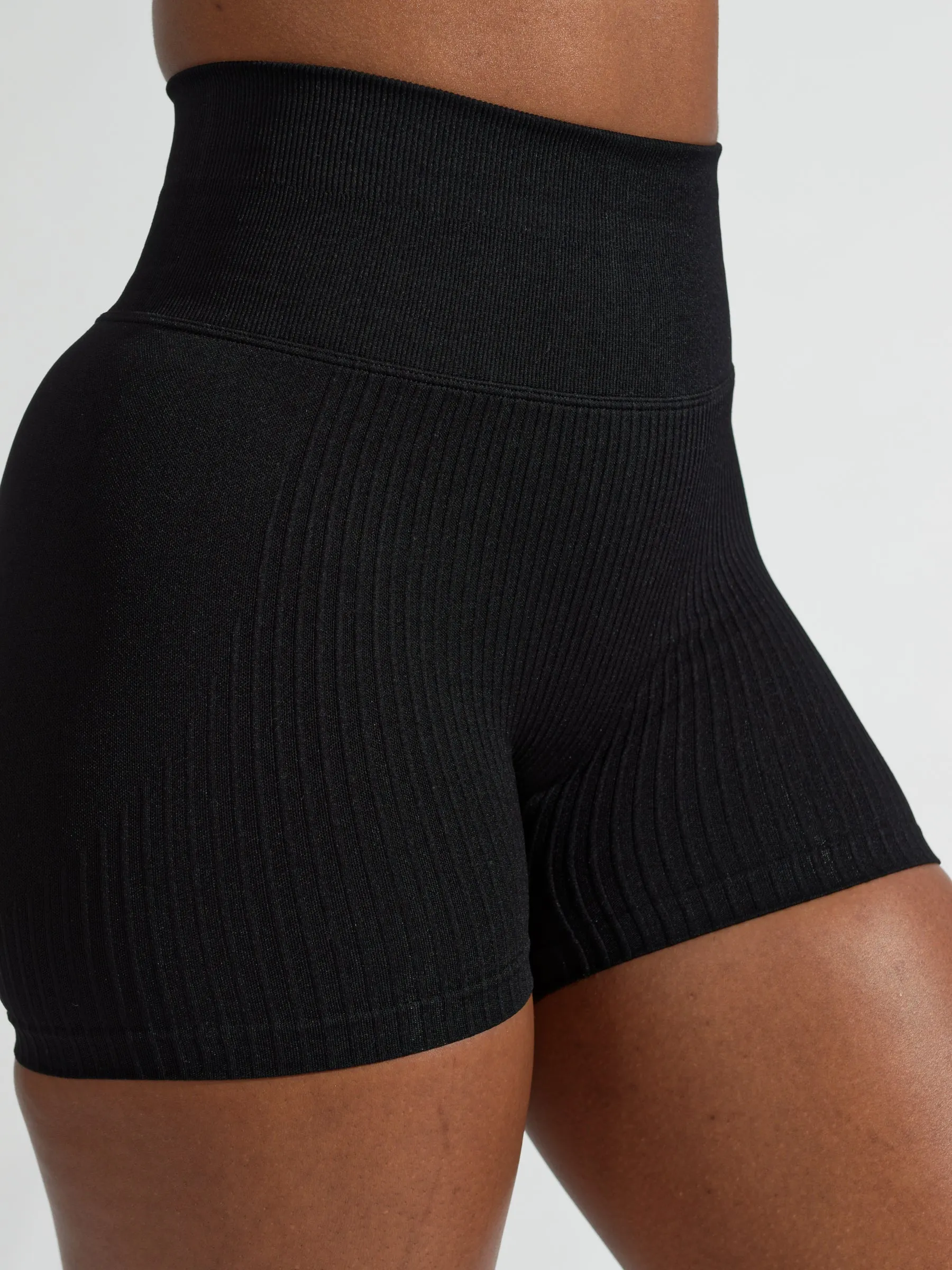 Ribbed Seamless Scrunch Short - Onyx Black sold by BuffBunny product image thumbnail 3
