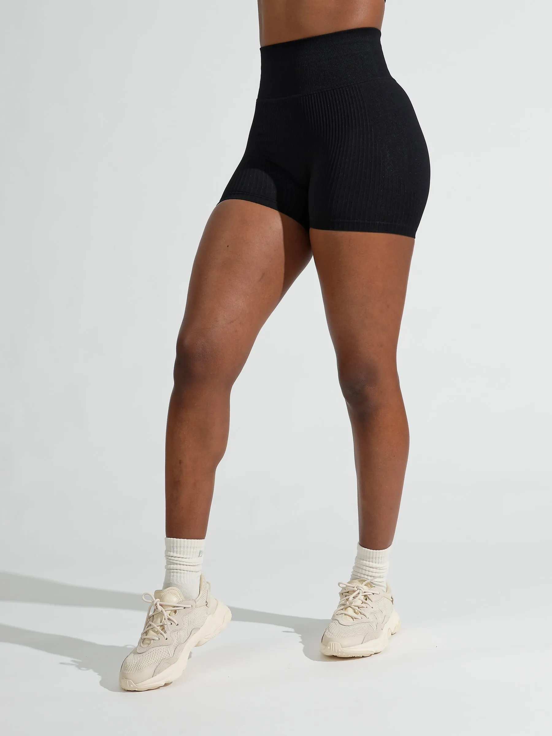 Ribbed Seamless Scrunch Short - Onyx Black sold by BuffBunny product image thumbnail 4