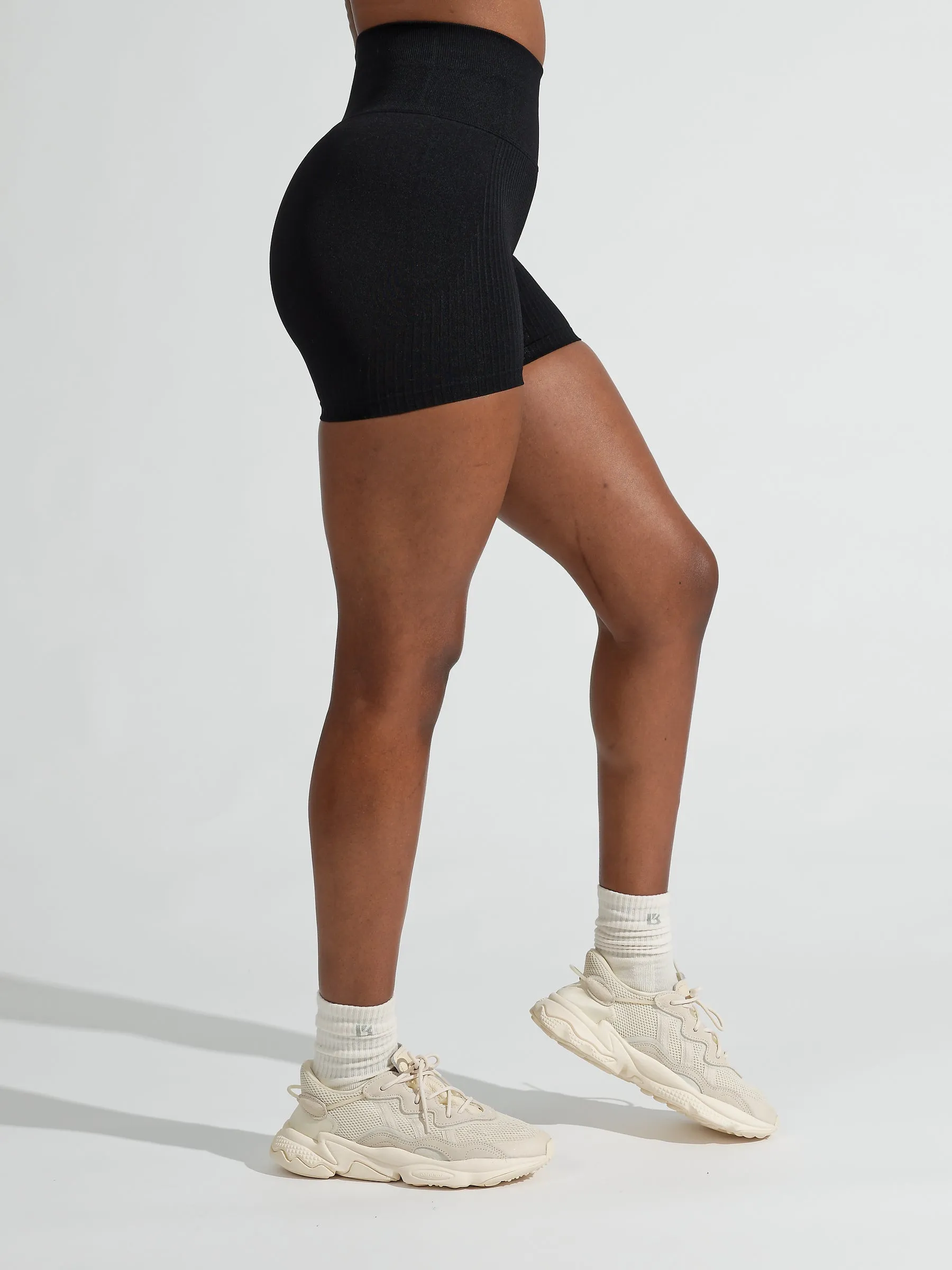 Ribbed Seamless Scrunch Short - Onyx Black sold by BuffBunny product image thumbnail 5