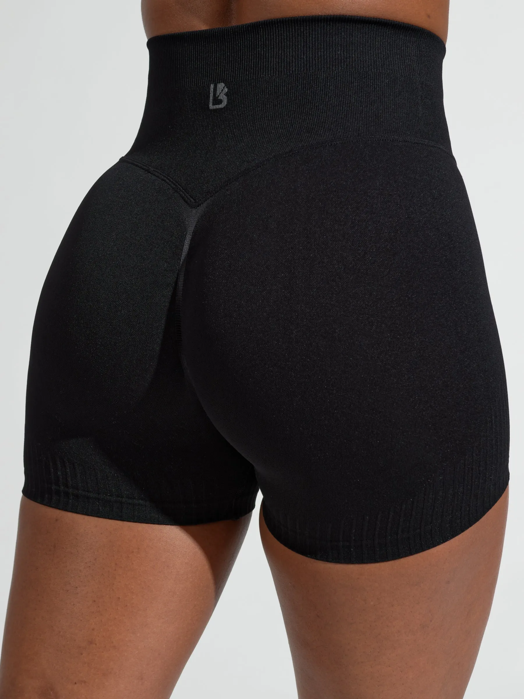 Ribbed Seamless Scrunch Short - Onyx Black sold by BuffBunny