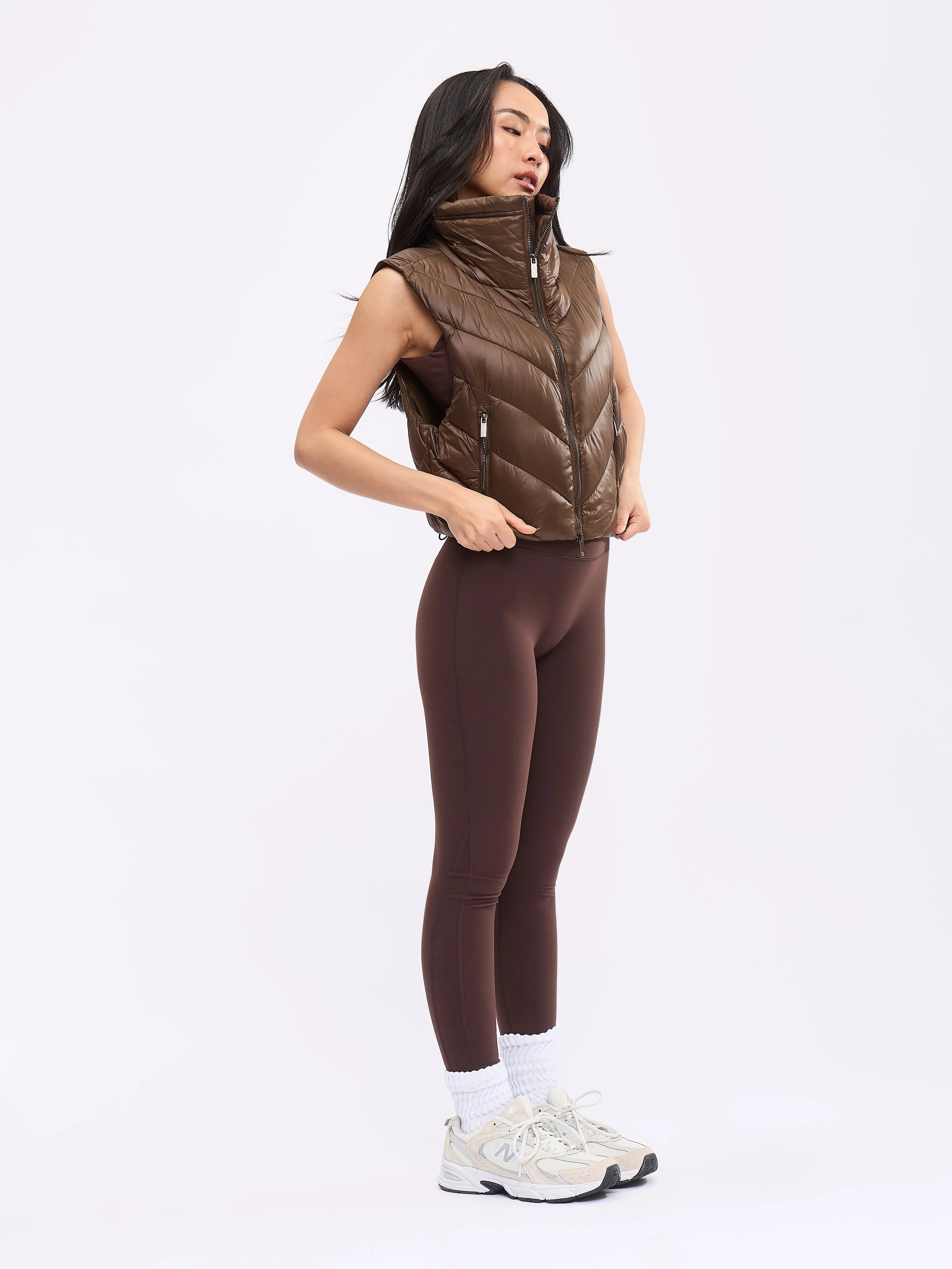 Cinch Waist Puffer Vest - Dark Brown sold by BuffBunny product image thumbnail 3