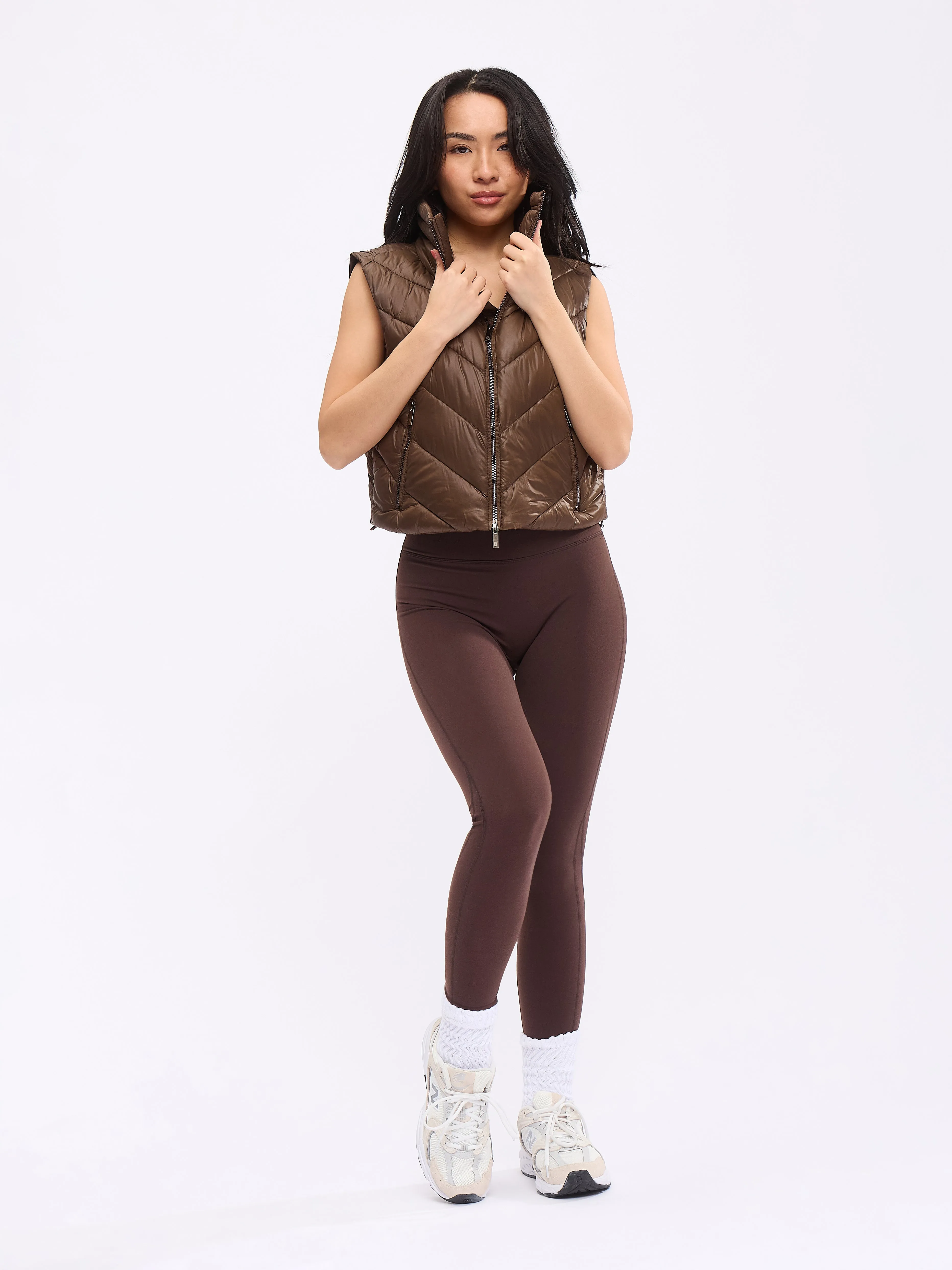 Cinch Waist Puffer Vest - Dark Brown sold by BuffBunny product image thumbnail 2