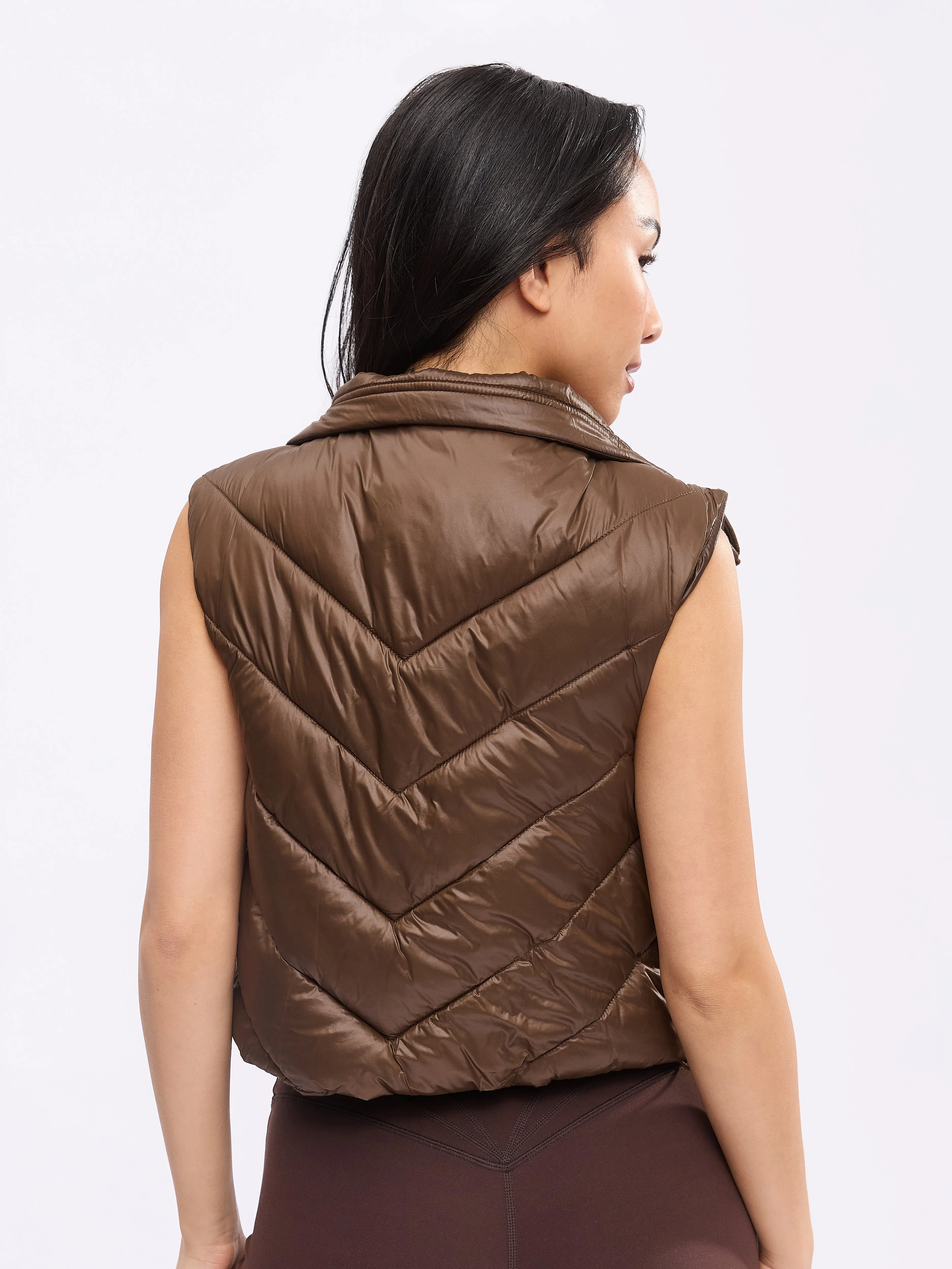 Cinch Waist Puffer Vest - Dark Brown sold by BuffBunny product image thumbnail 5