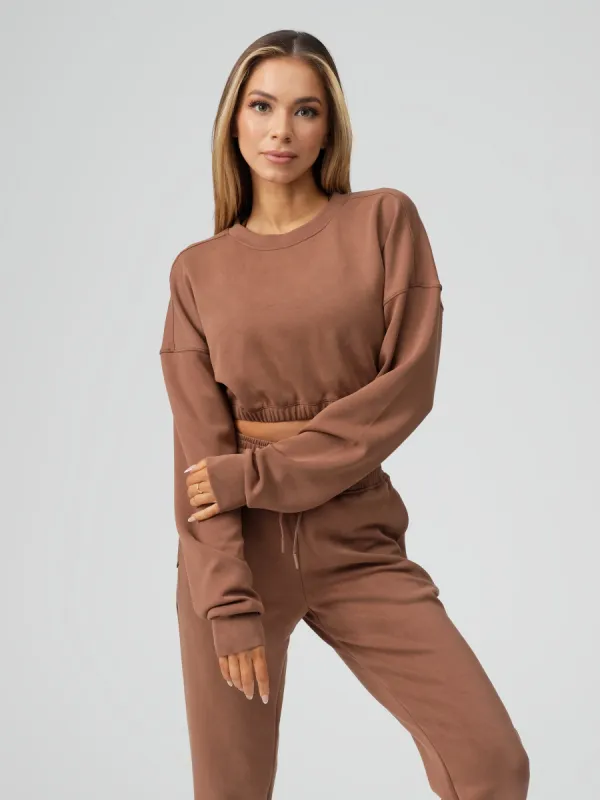 Luxe Long Sleeve Crop - Cocoa sold by BuffBunny