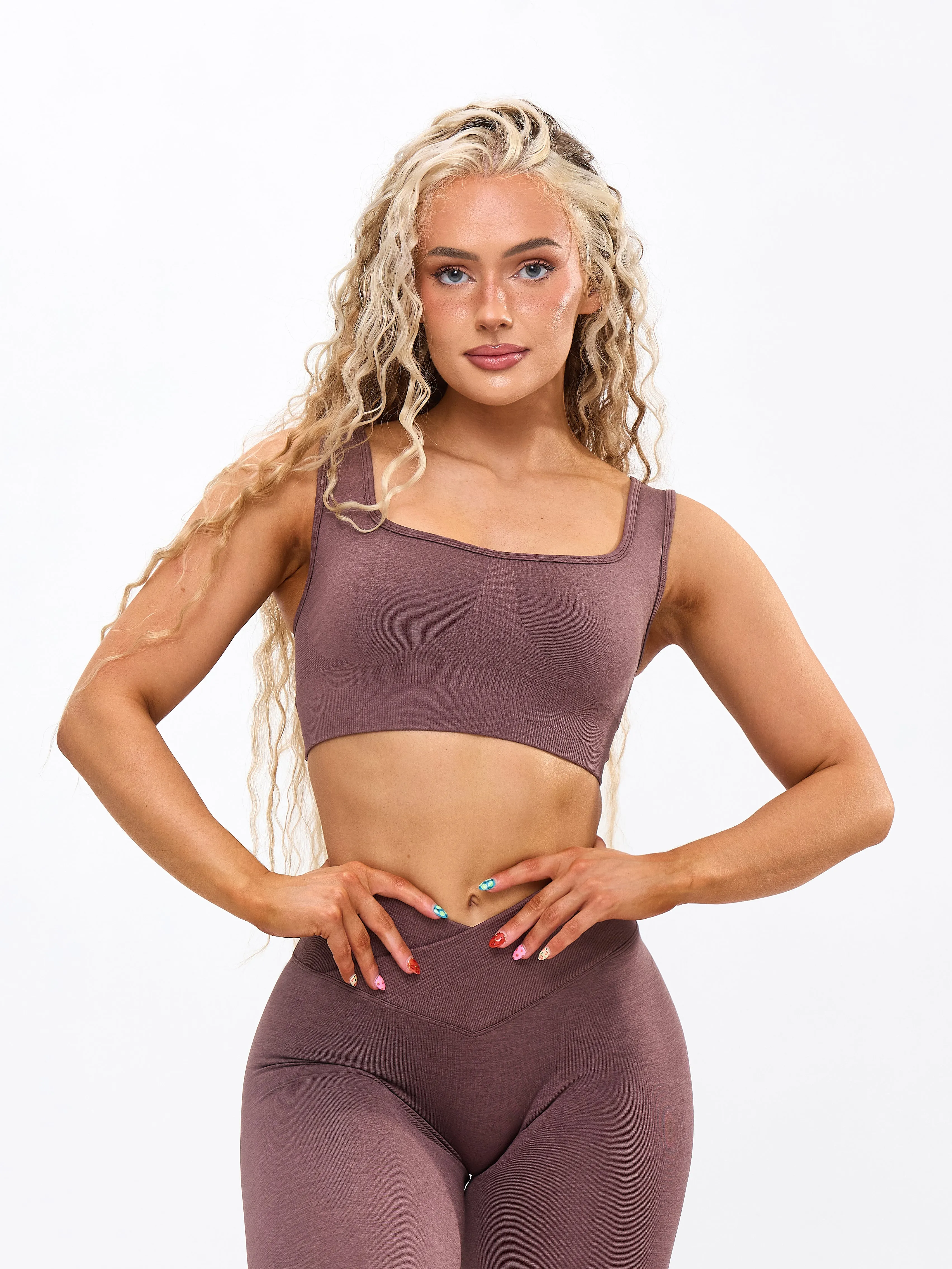 Synergy Seamless Sports Bra - Mocha Berry sold by BuffBunny