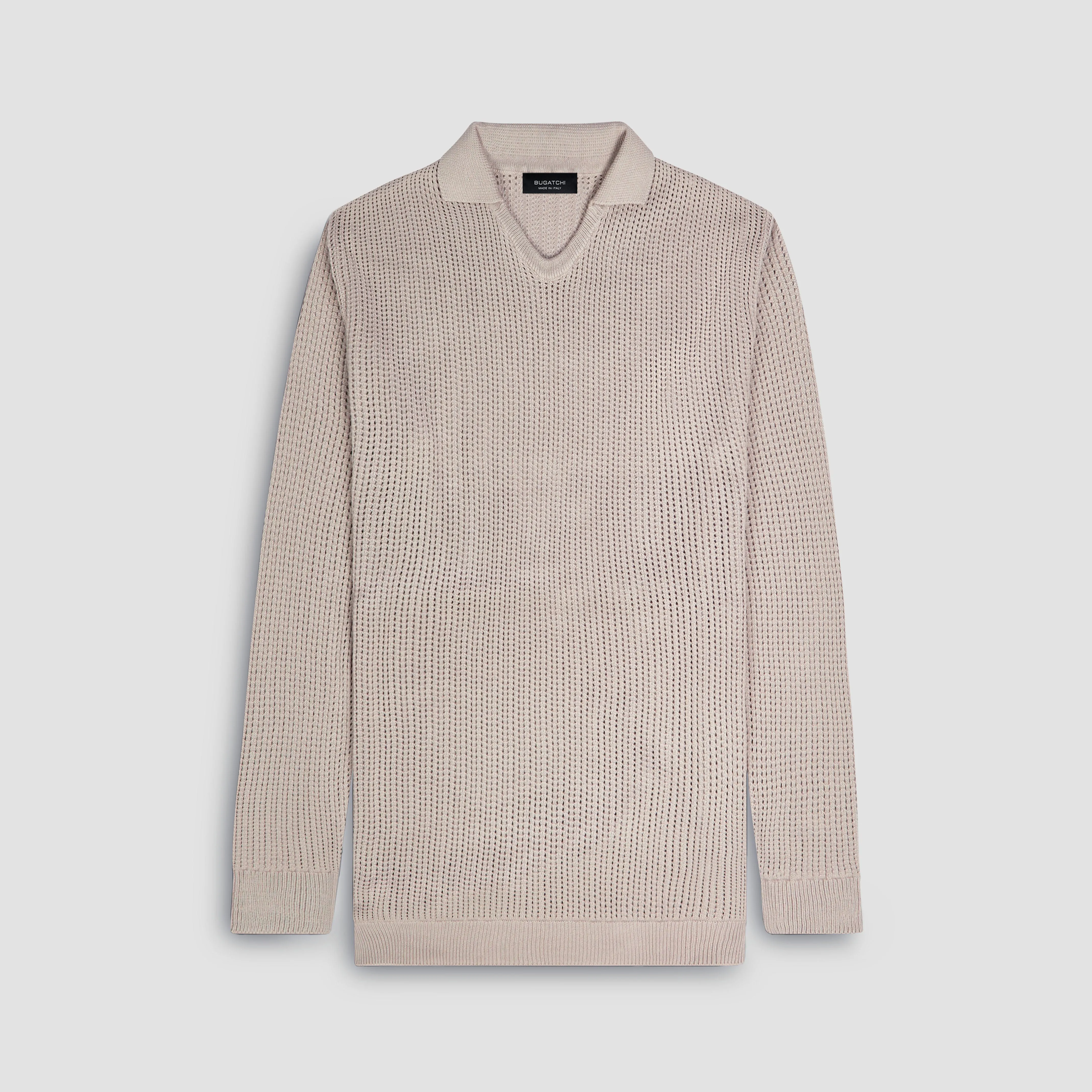 Patterned V-Neck Polo Sweater sold by Bugatchi