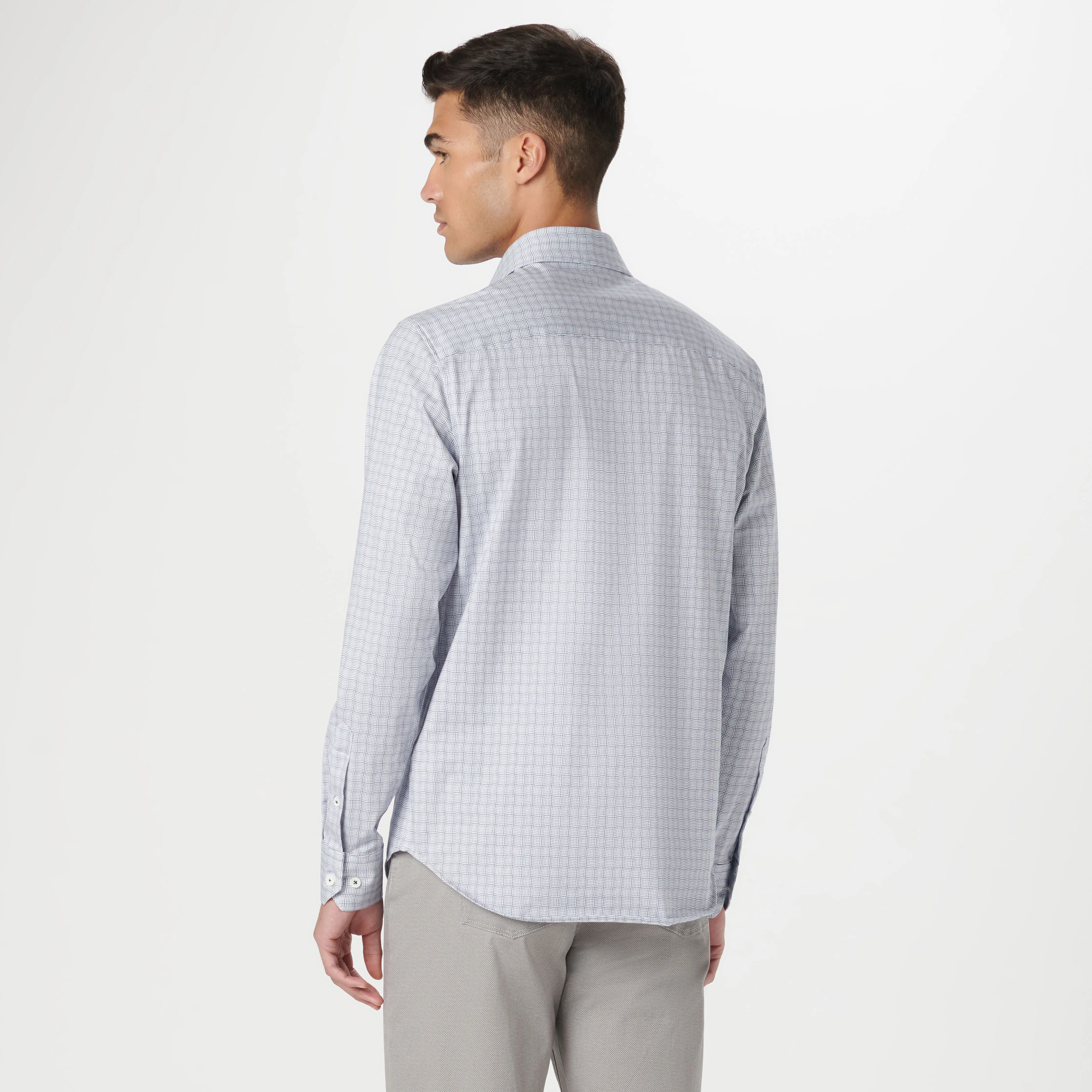 James Curved Check OoohCotton Shirt sold by Bugatchi product image thumbnail 4