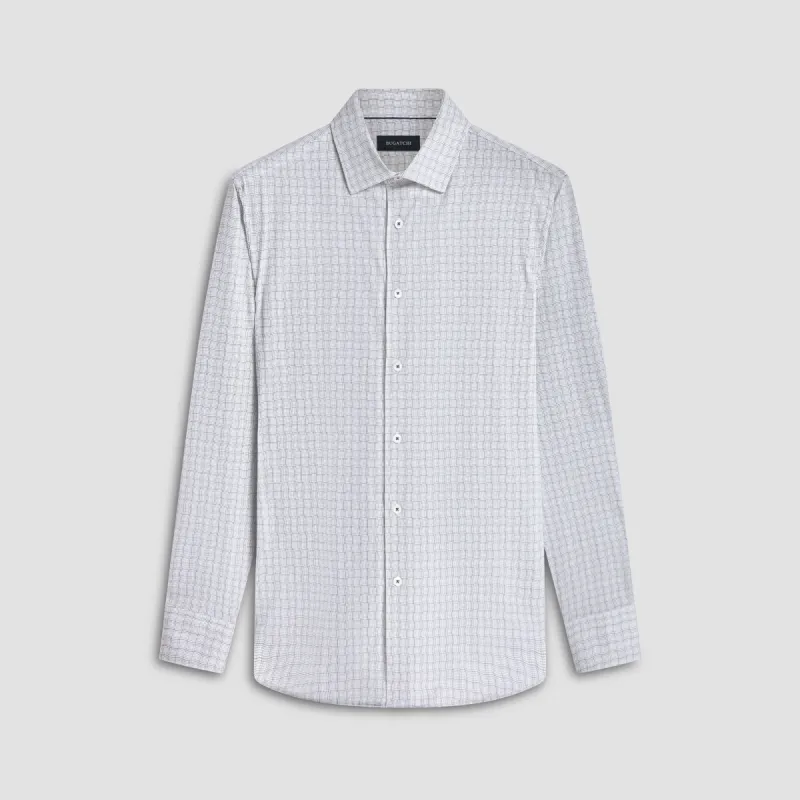 James Curved Check OoohCotton Shirt sold by Bugatchi