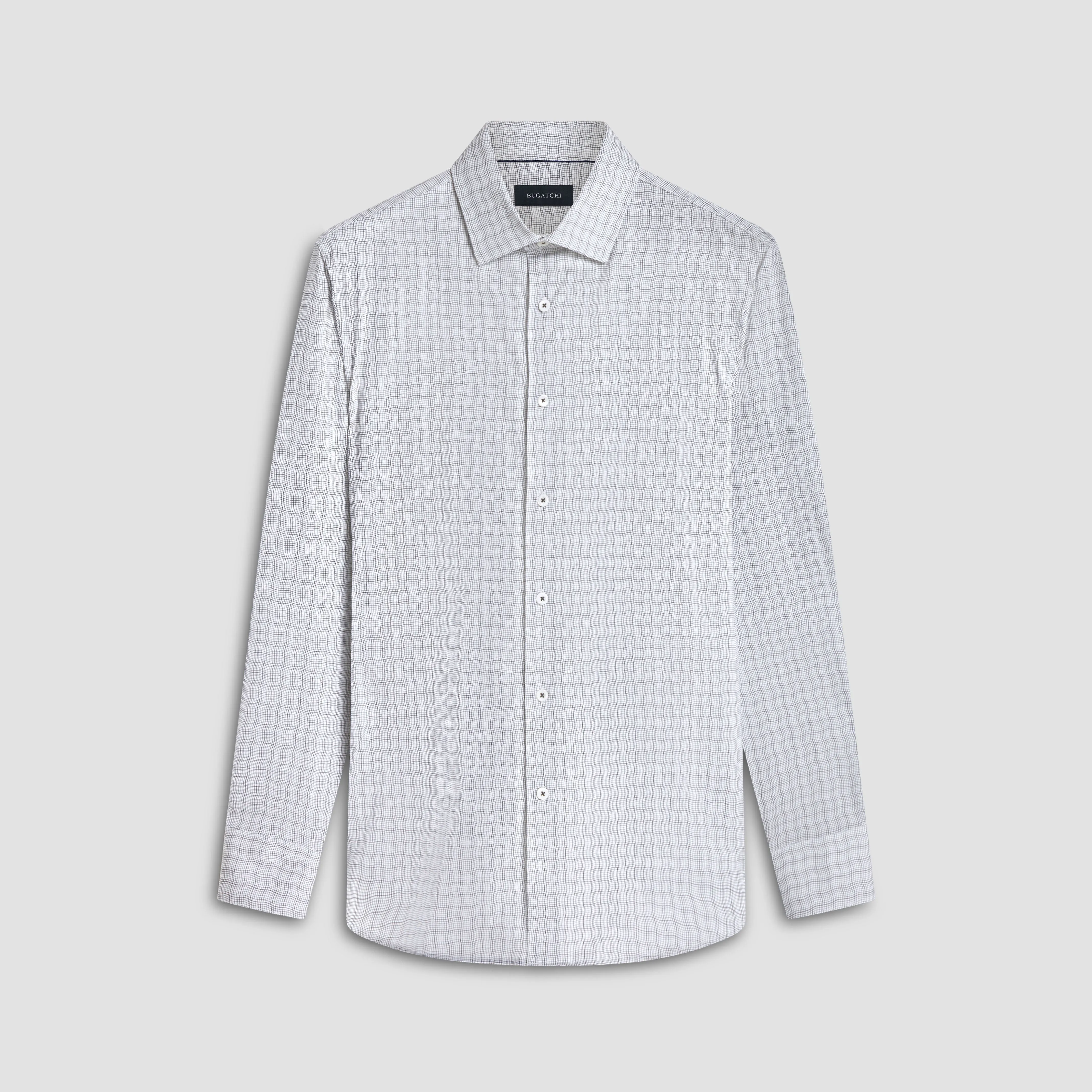 James Curved Check OoohCotton Shirt sold by Bugatchi