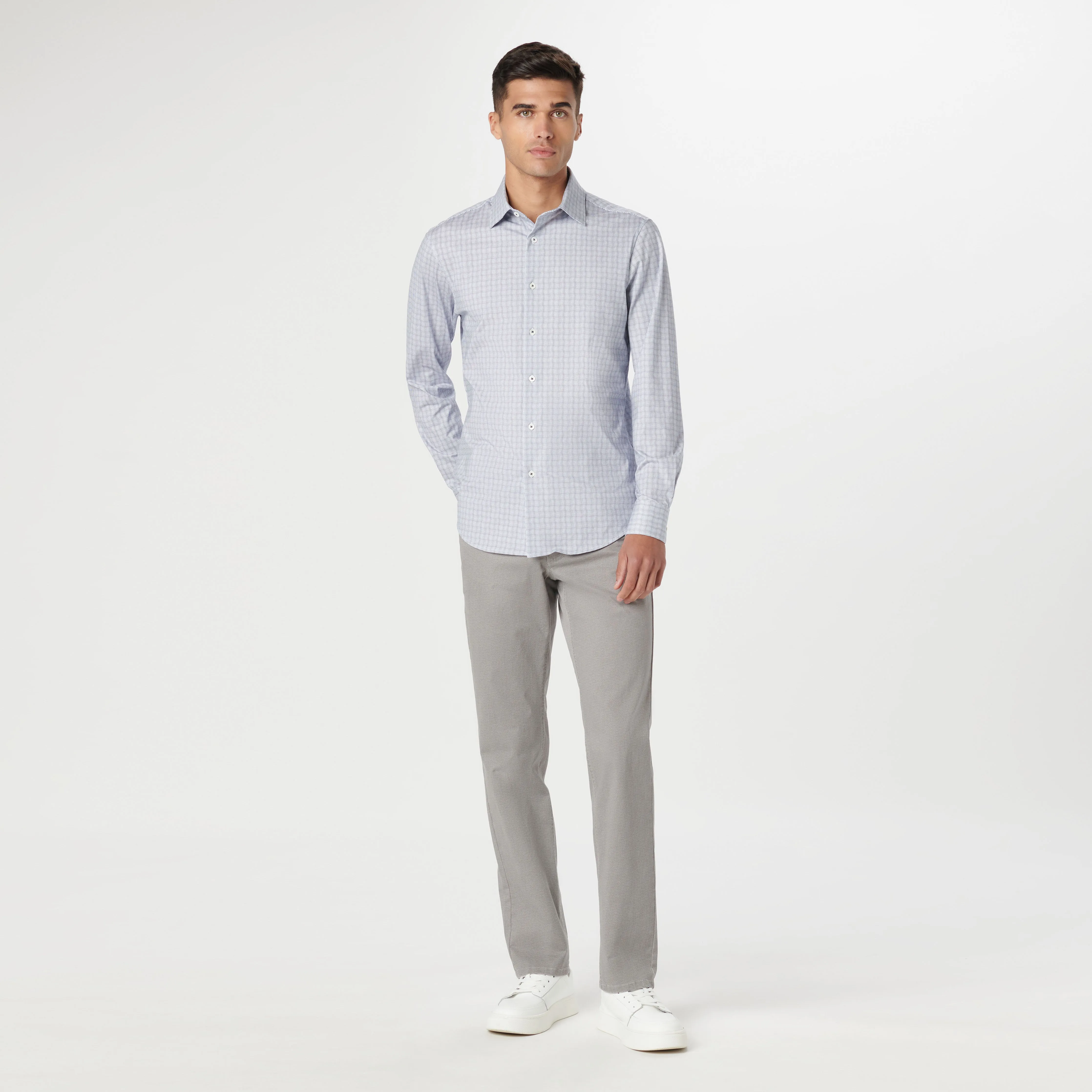 James Curved Check OoohCotton Shirt sold by Bugatchi product image thumbnail 5