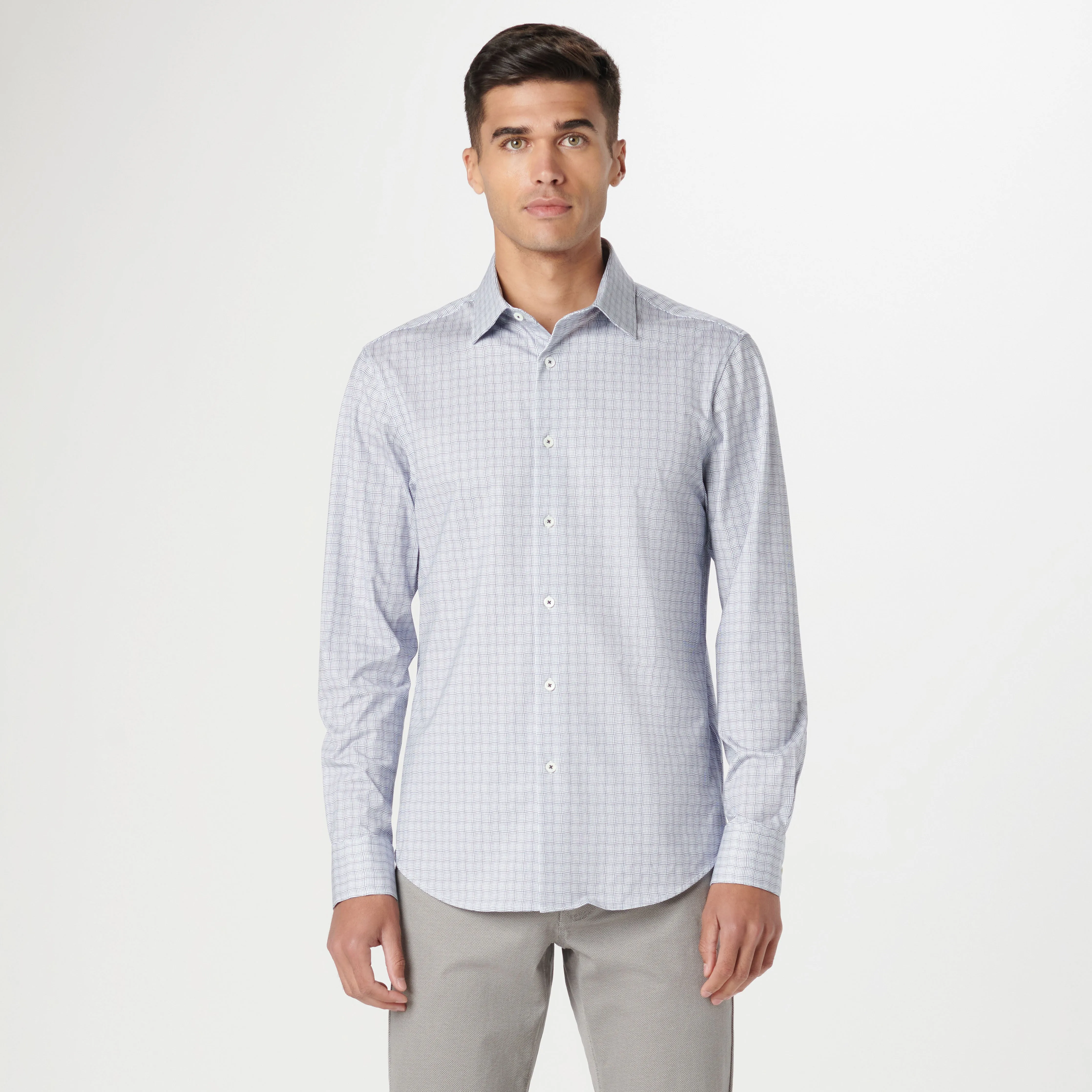 James Curved Check OoohCotton Shirt sold by Bugatchi product image thumbnail 2