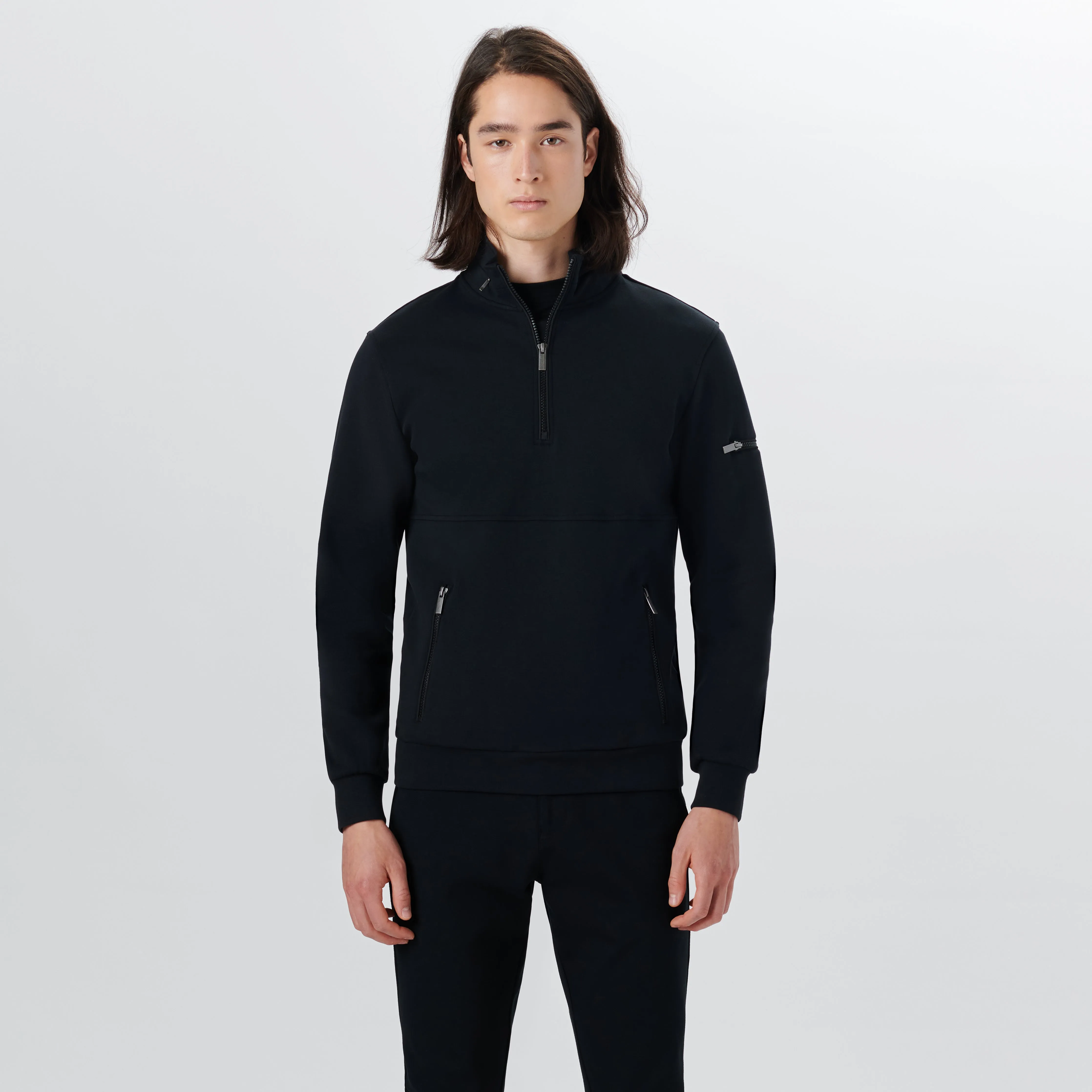 Long Sleeve Quarter Zip Pullover With Hood sold by Bugatchi product image thumbnail 2