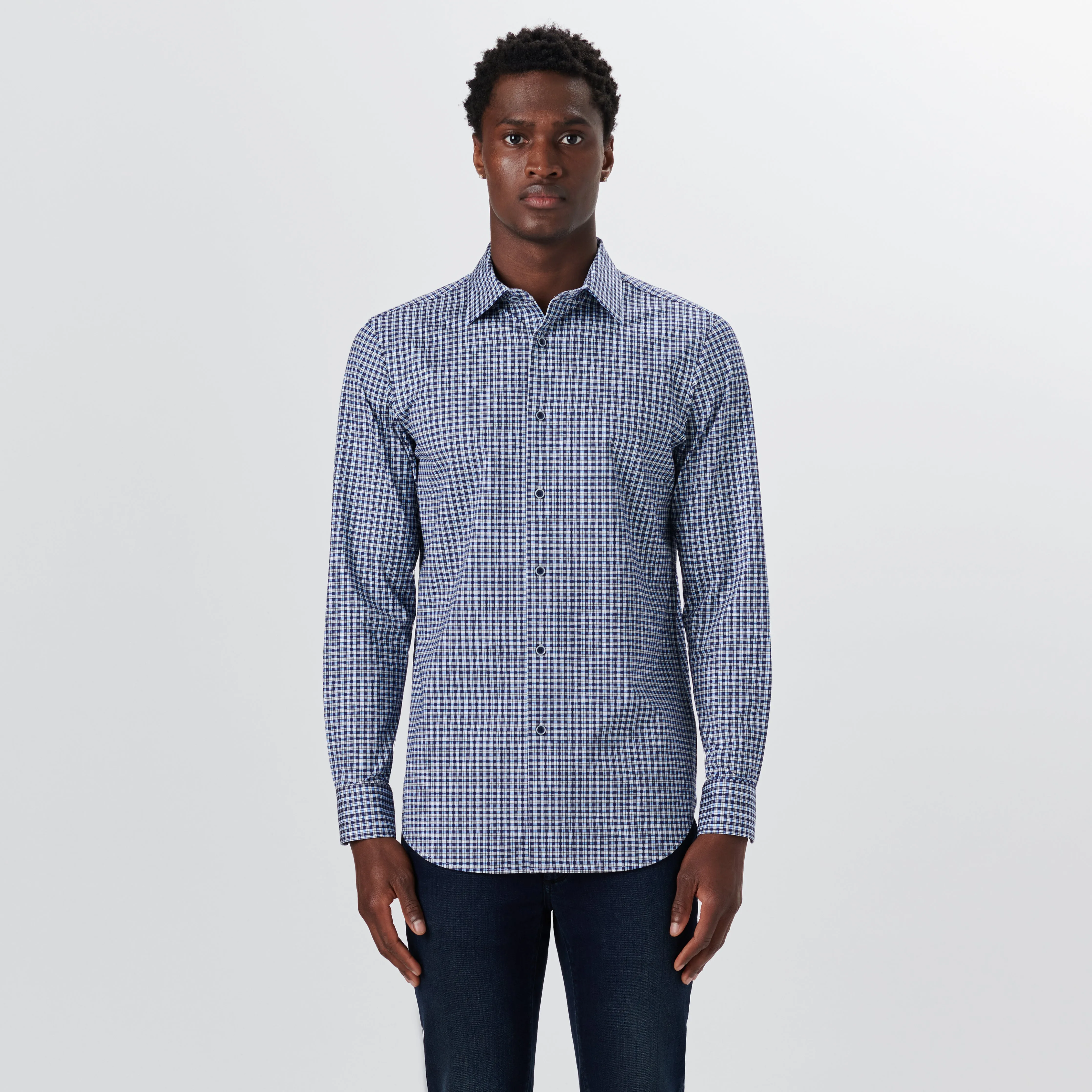 JAMES Mini Check OoohCotton Shirt sold by Bugatchi product image thumbnail 2