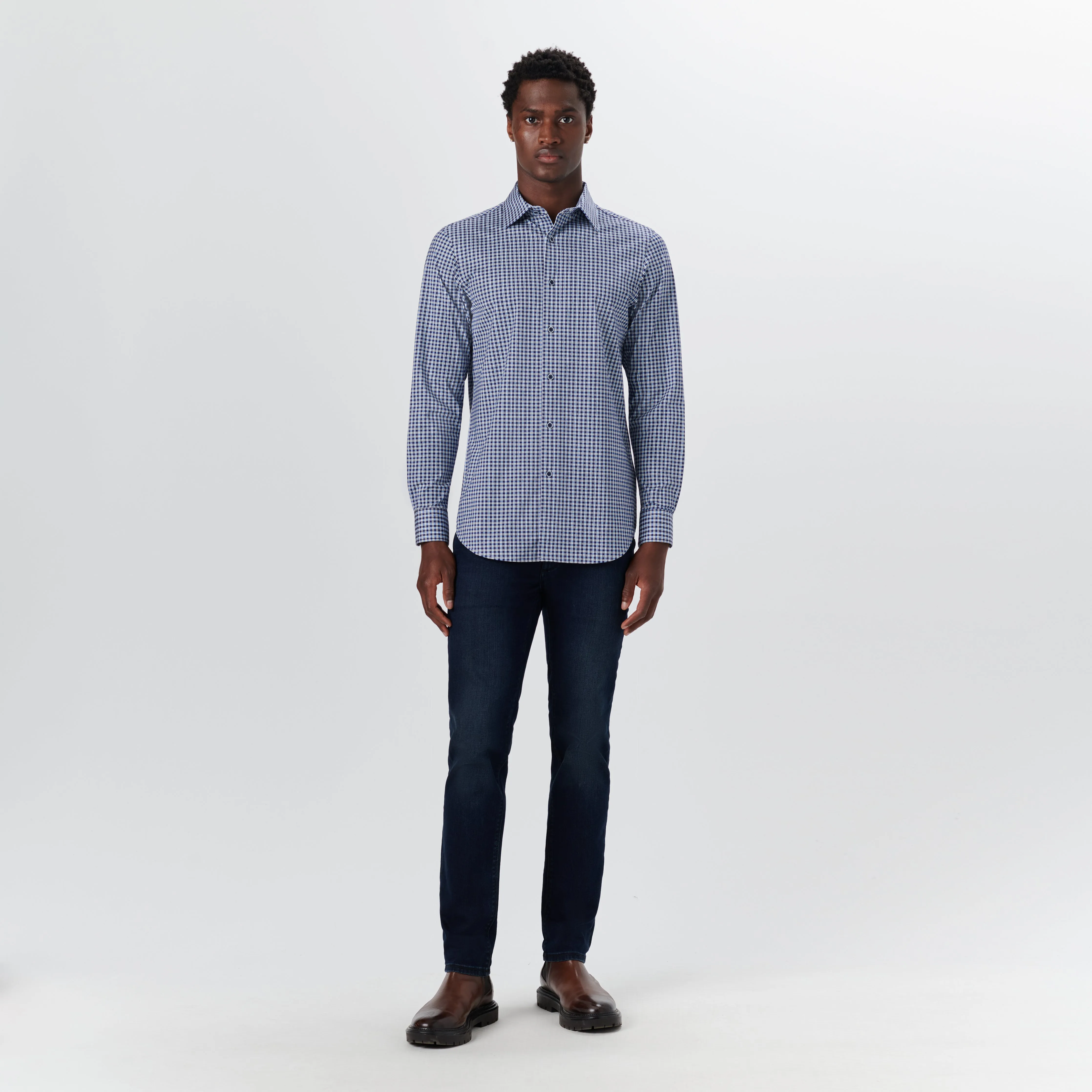 JAMES Mini Check OoohCotton Shirt sold by Bugatchi product image thumbnail 5
