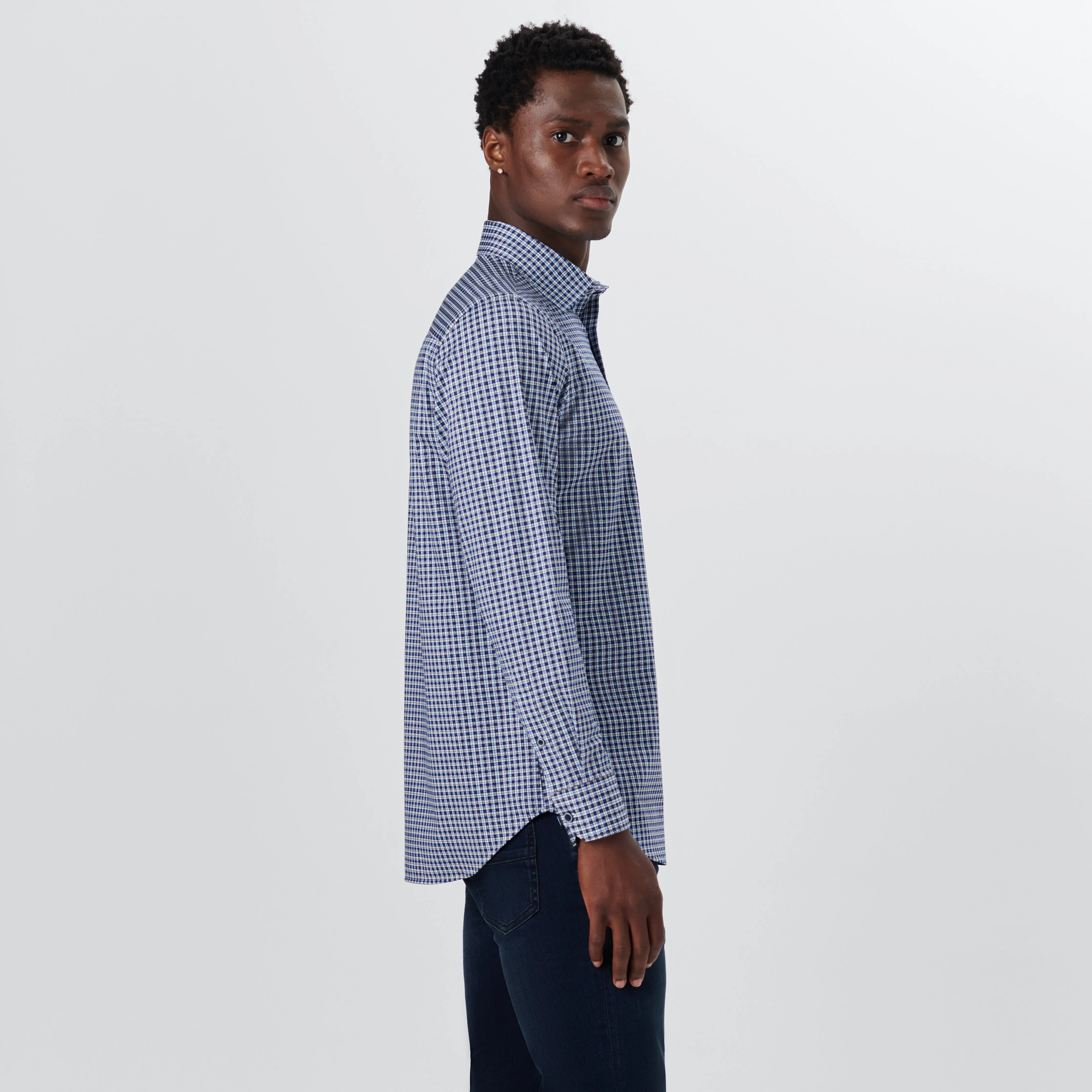 JAMES Mini Check OoohCotton Shirt sold by Bugatchi product image thumbnail 3