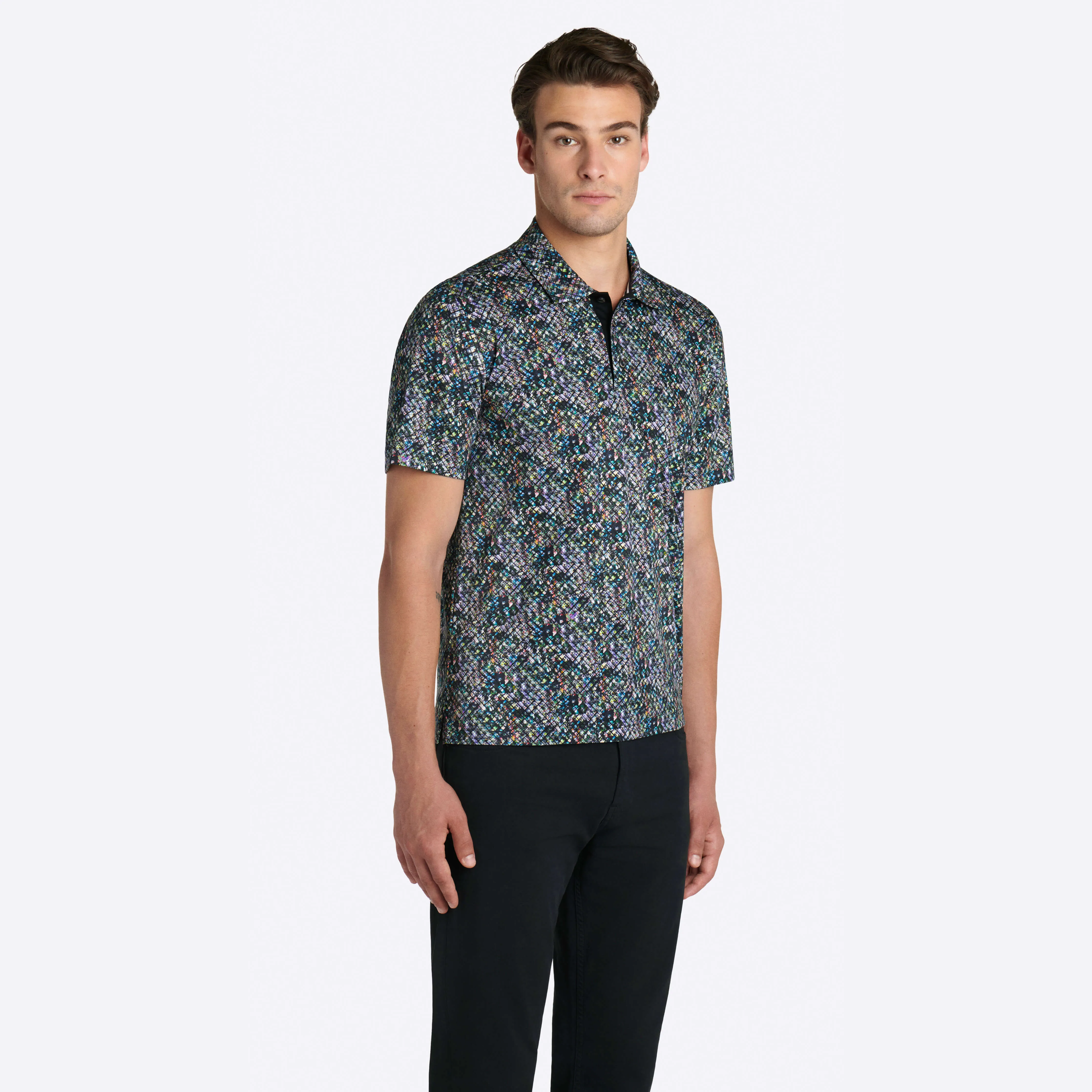 Multi Grid Print Polo sold by Bugatchi product image thumbnail 3