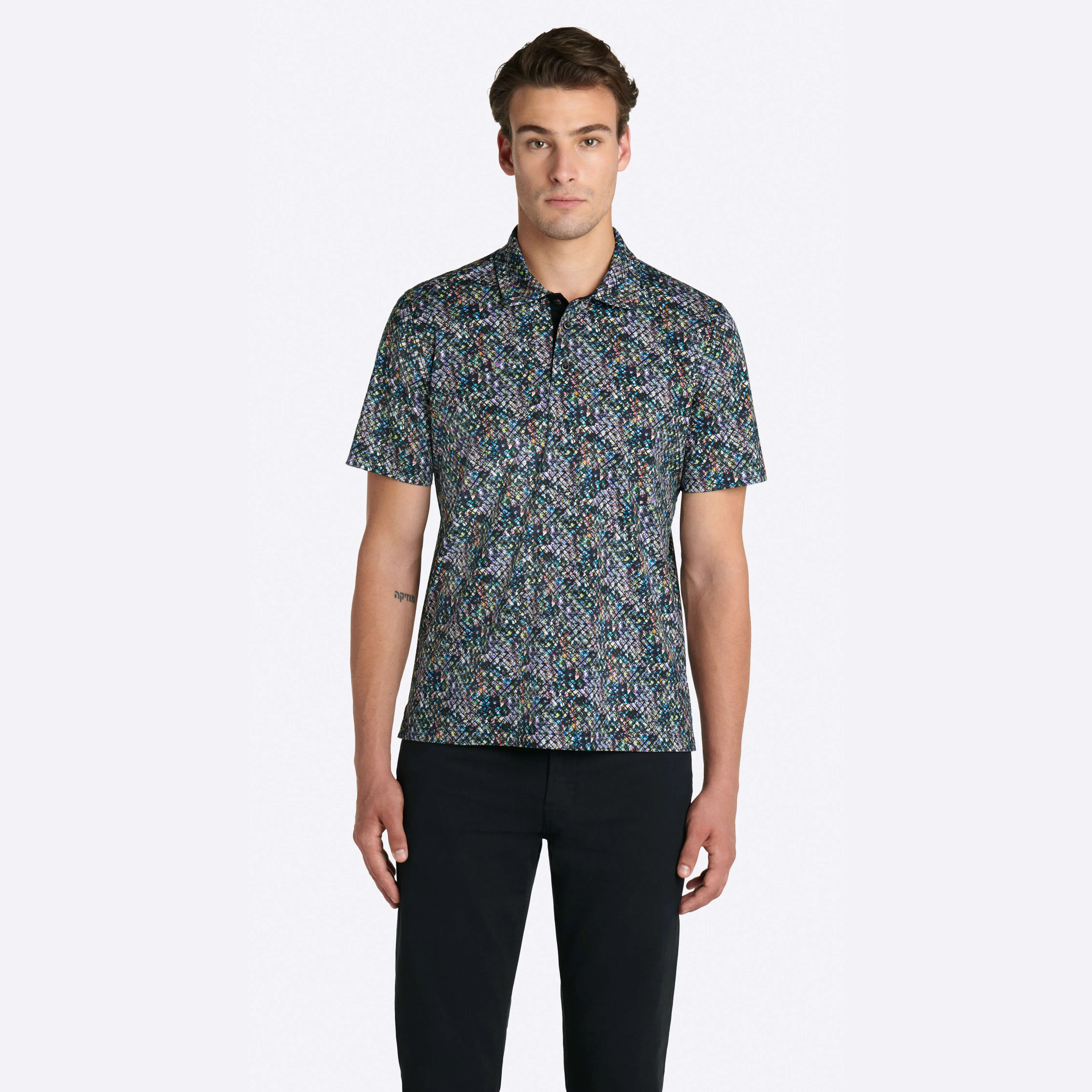 Multi Grid Print Polo sold by Bugatchi product image thumbnail 2