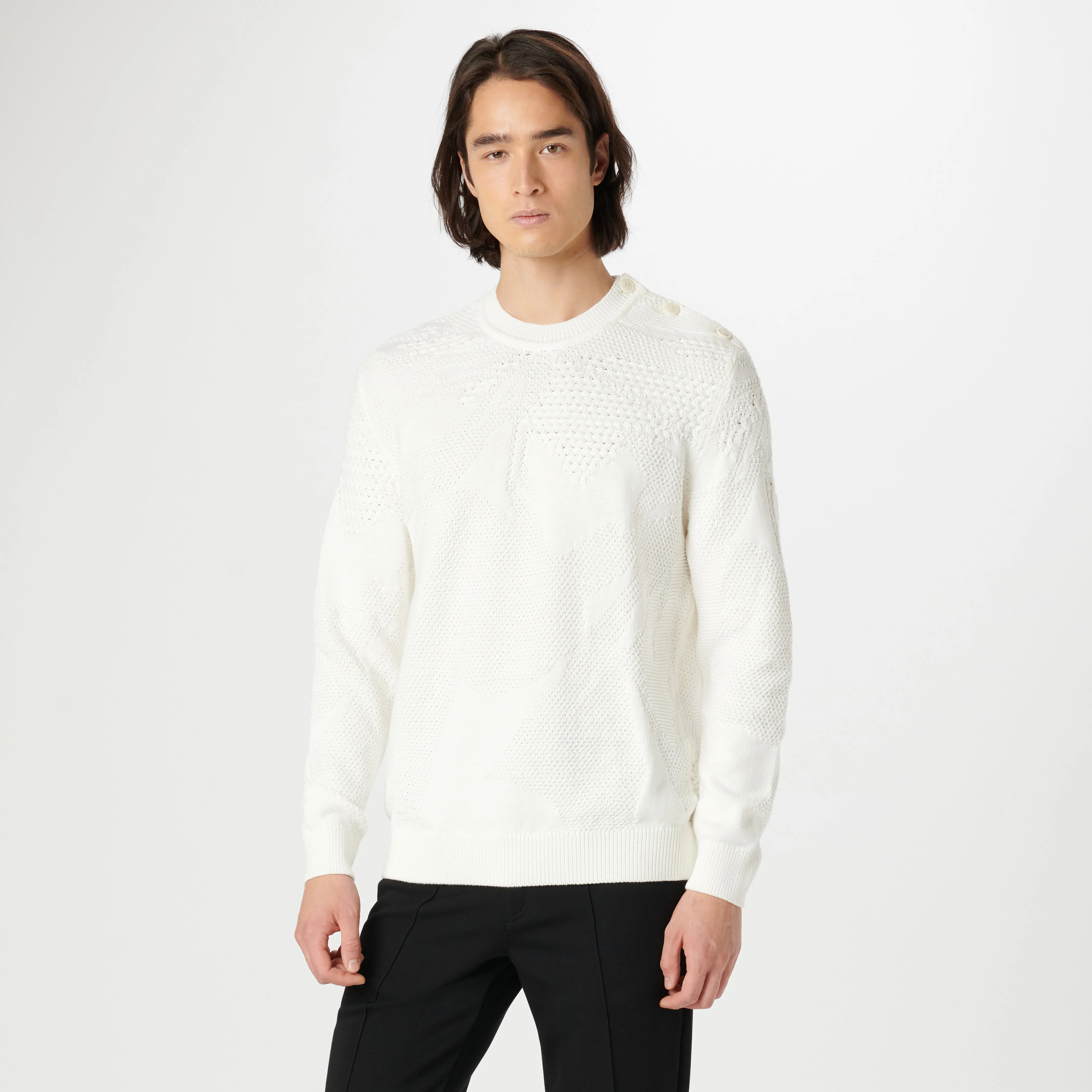 Mixed Stitch Crew Neck Sweater sold by Bugatchi product image thumbnail 3