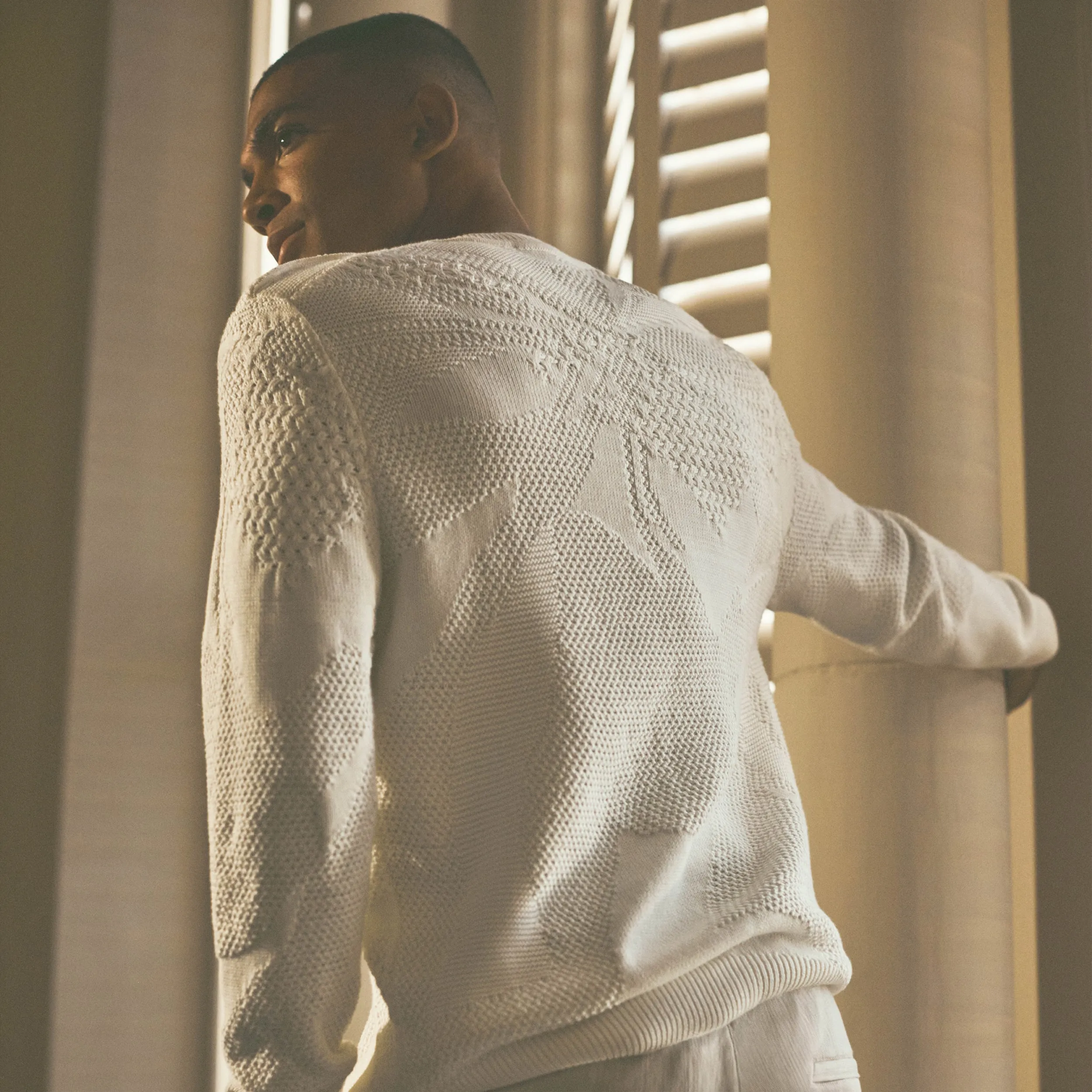 Mixed Stitch Crew Neck Sweater sold by Bugatchi