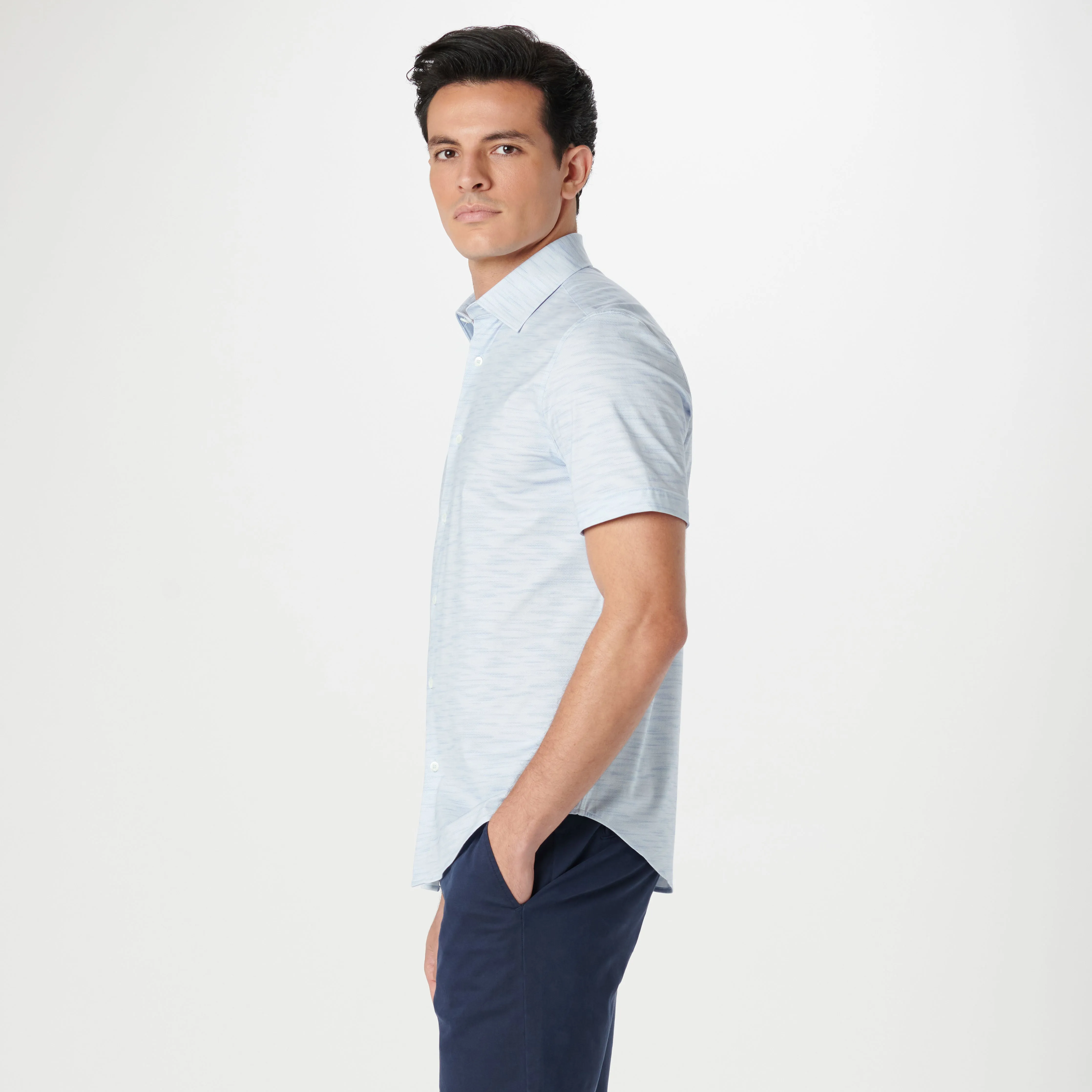 Miles Stitch Print OoohCotton Short Sleeve Shirt sold by Bugatchi product image thumbnail 3