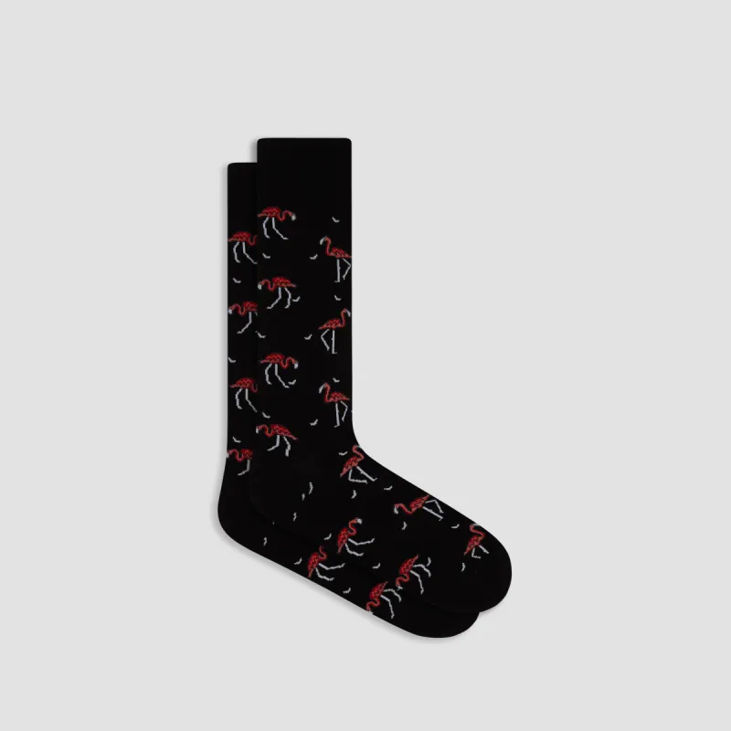 Red Flamingos Mid-Calf Socks sold by Bugatchi