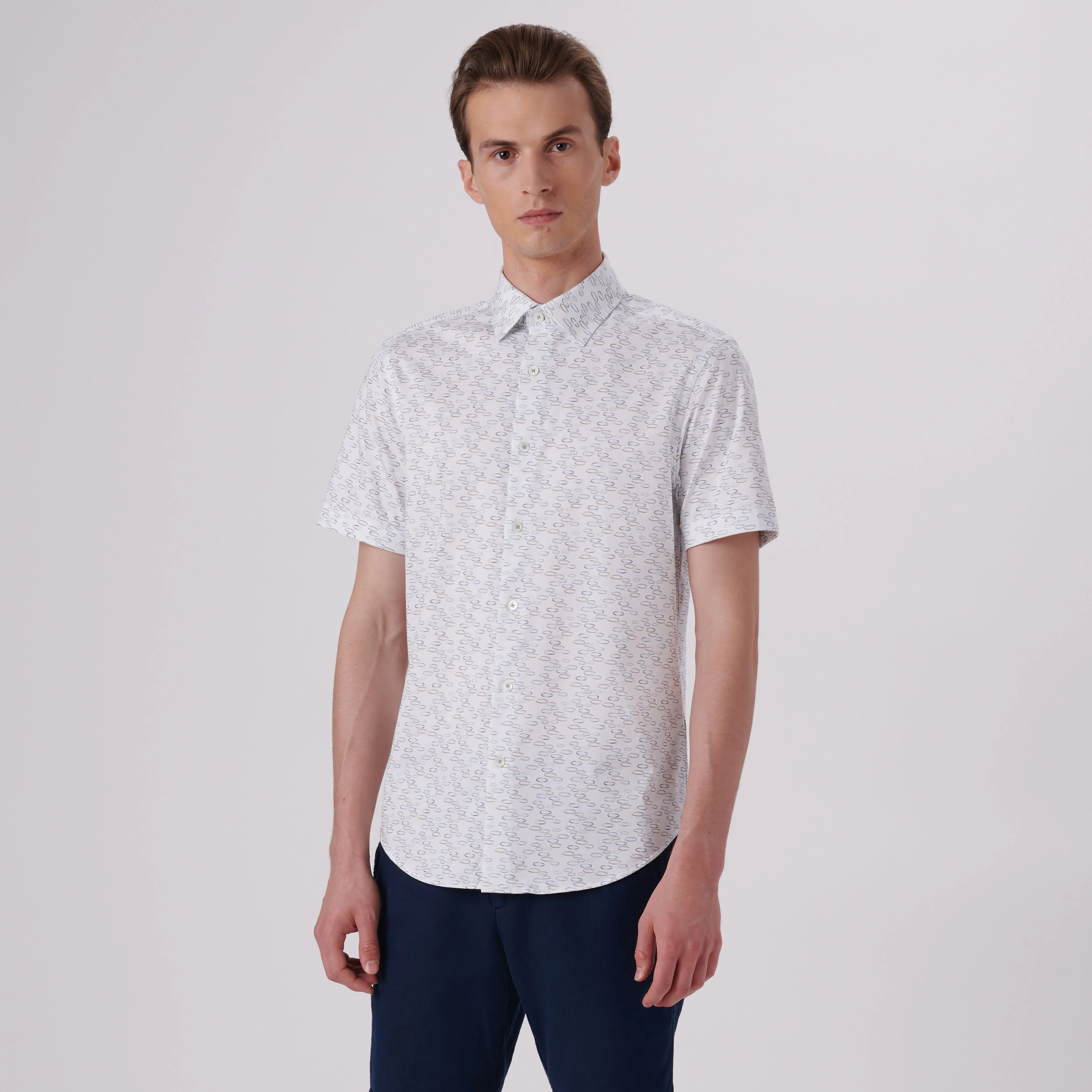 Miles Abstract Print OoohCotton Short Sleeve Shirt sold by Bugatchi product image thumbnail 2