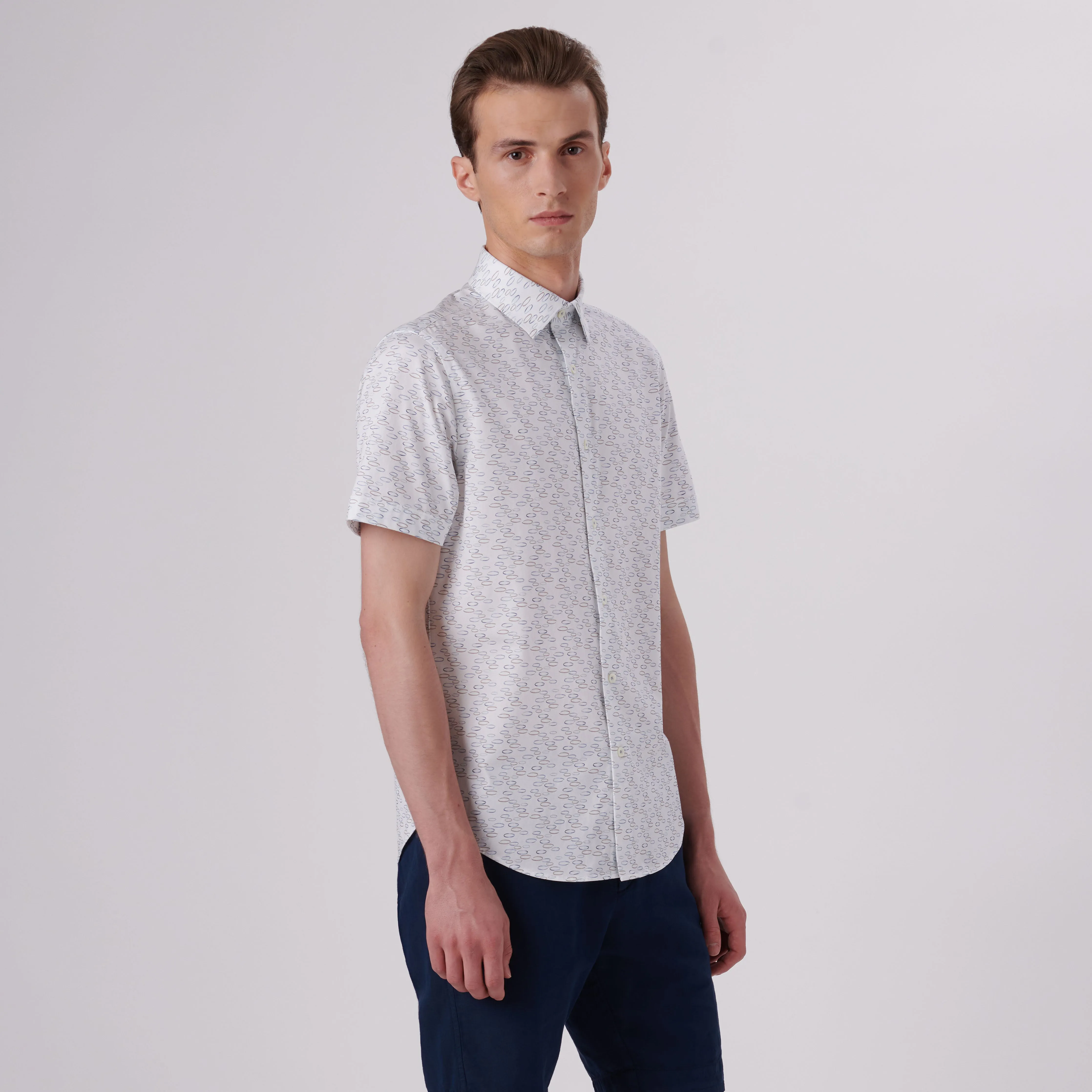 Miles Abstract Print OoohCotton Short Sleeve Shirt sold by Bugatchi product image thumbnail 3