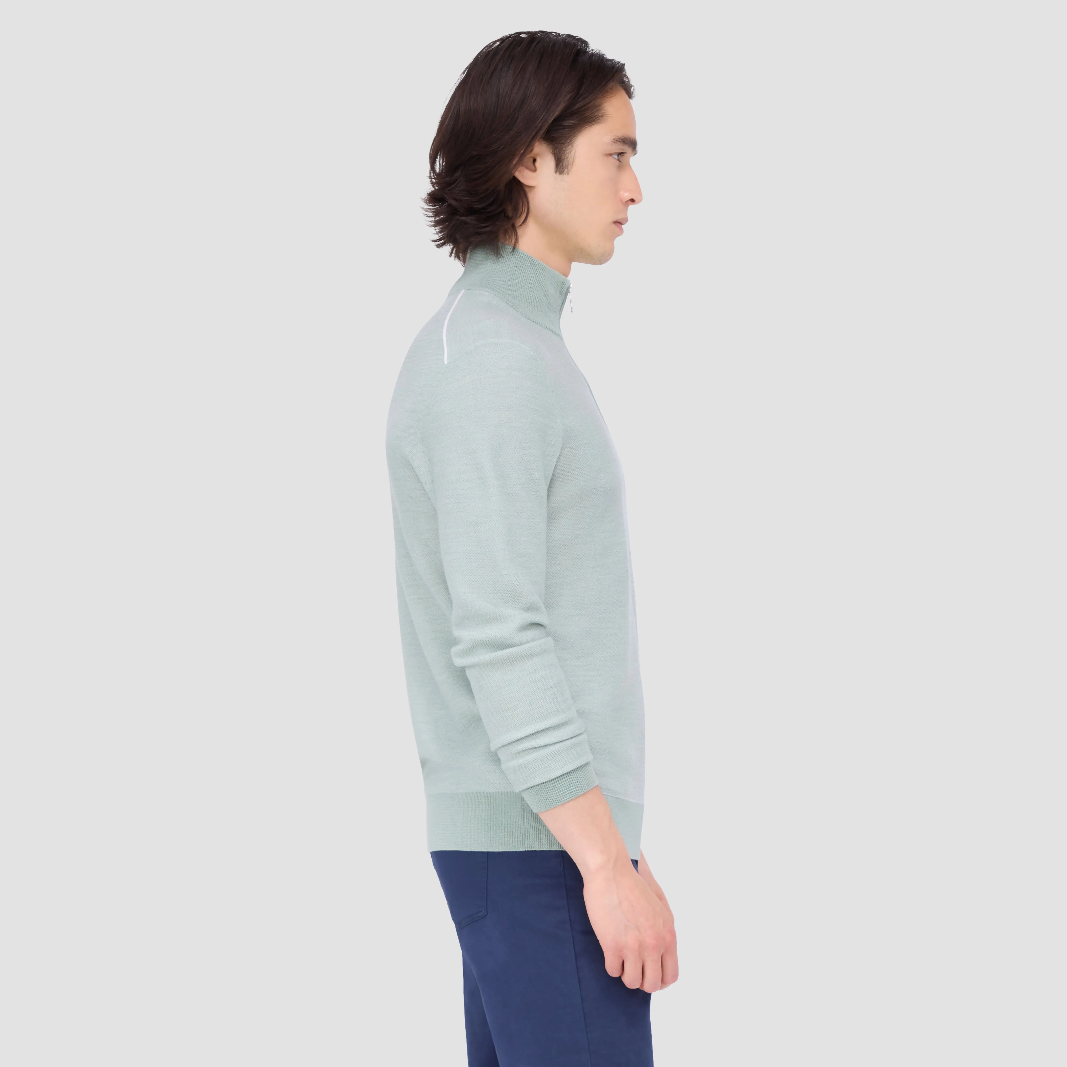 Bird's Eye Jacquard Quarter-Zip Mock Neck Sweater sold by Bugatchi product image thumbnail 3