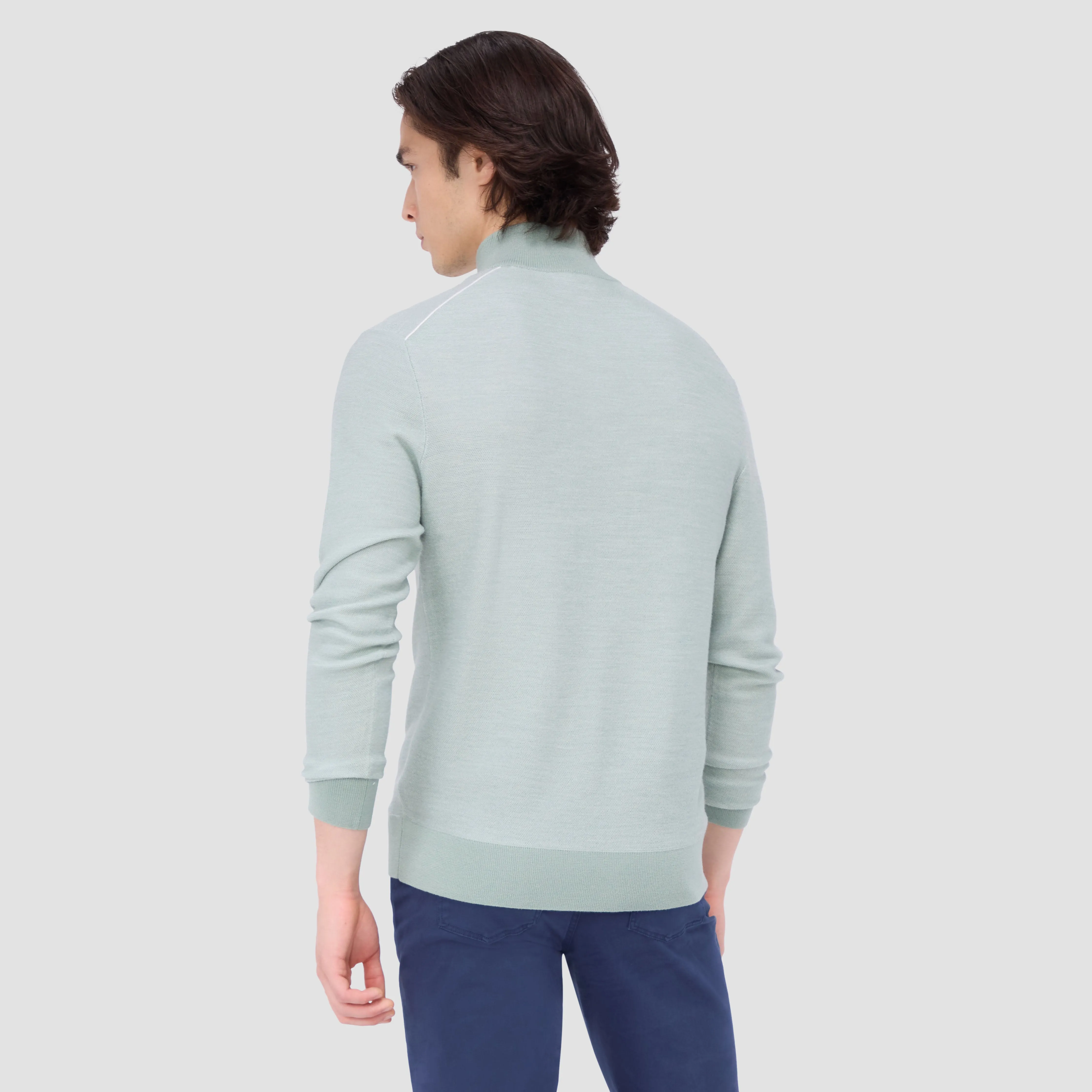 Bird's Eye Jacquard Quarter-Zip Mock Neck Sweater sold by Bugatchi product image thumbnail 4