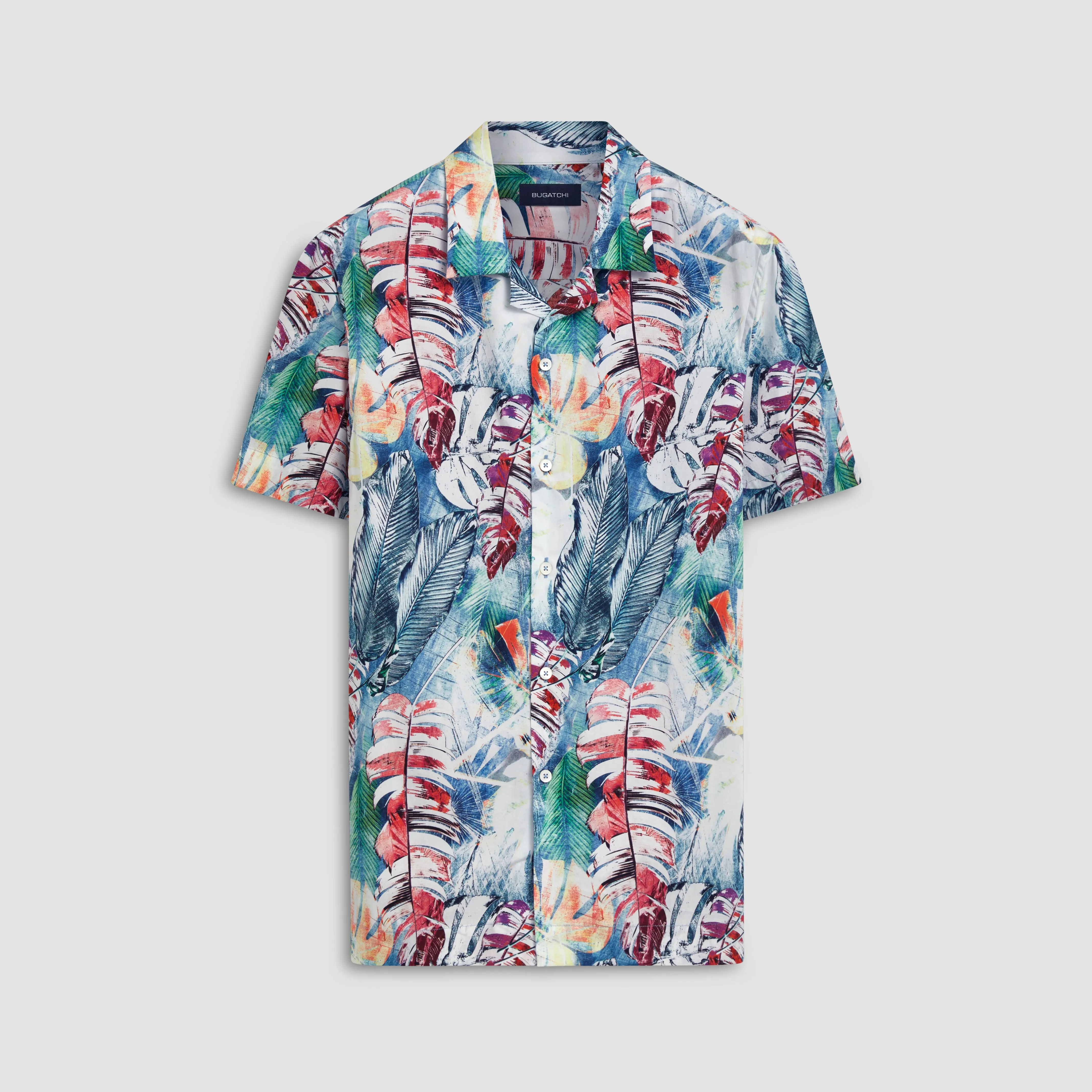 Jackson Leaf Print Short Sleeve Shirt sold by Bugatchi