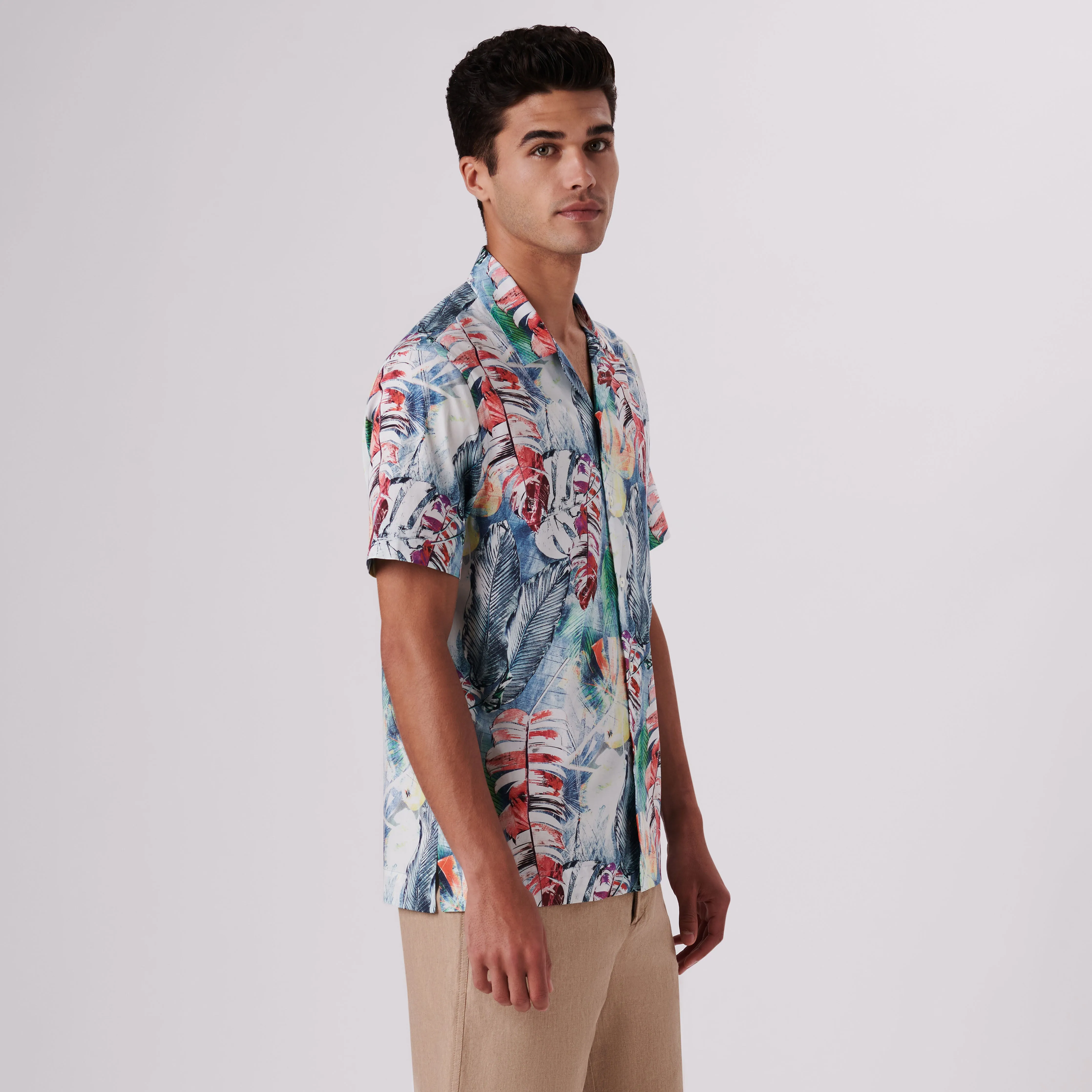 Jackson Leaf Print Short Sleeve Shirt sold by Bugatchi product image thumbnail 3