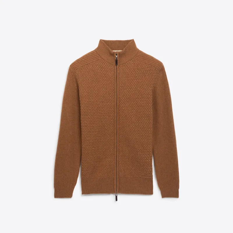 Basketweave Knit Full Zip Mock Neck Sweater sold by Bugatchi