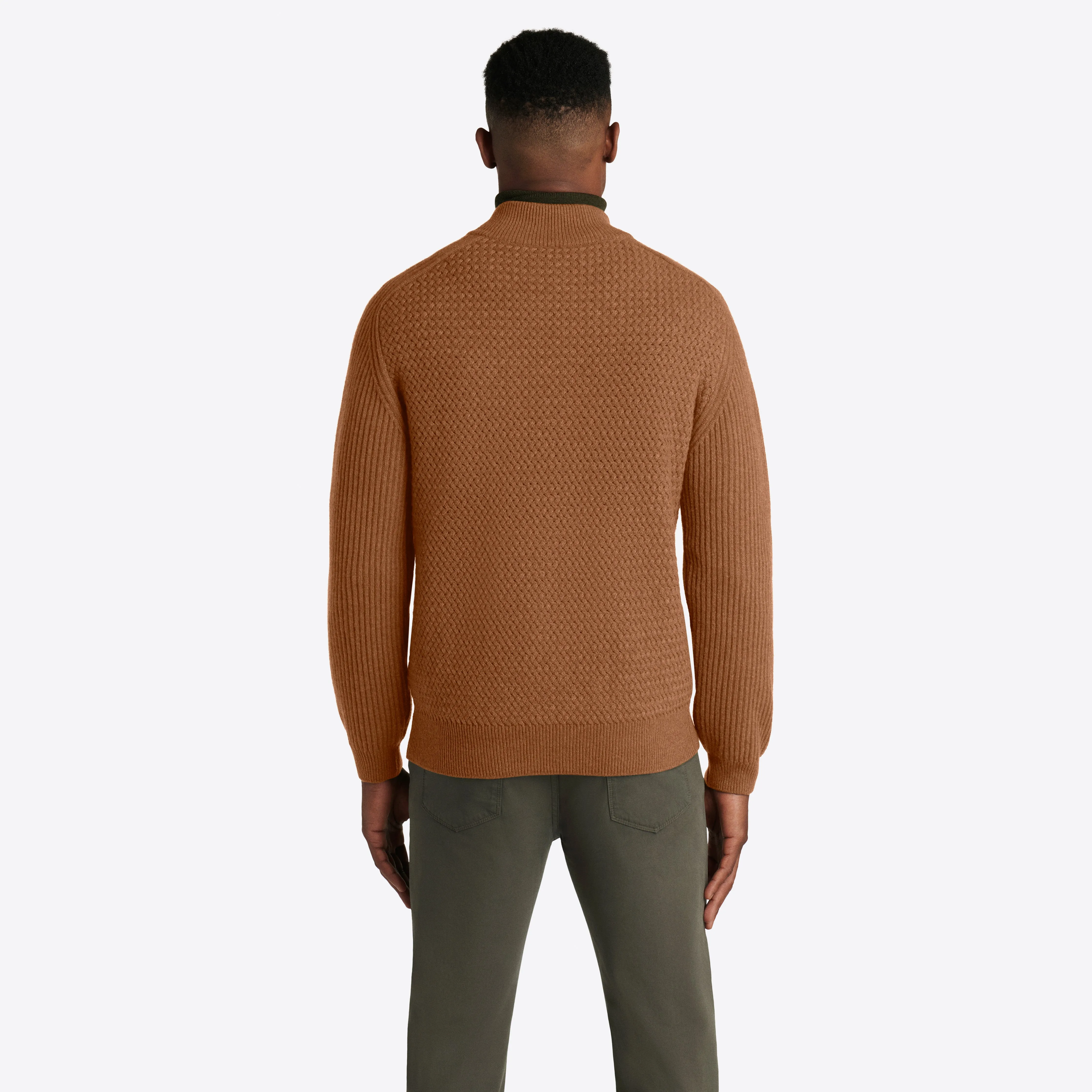 Basketweave Knit Full Zip Mock Neck Sweater sold by Bugatchi product image thumbnail 5