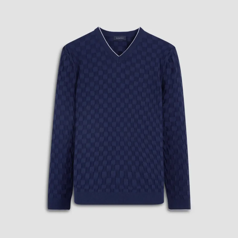 Basketweave V-Neck Sweater made by Bugatchi
