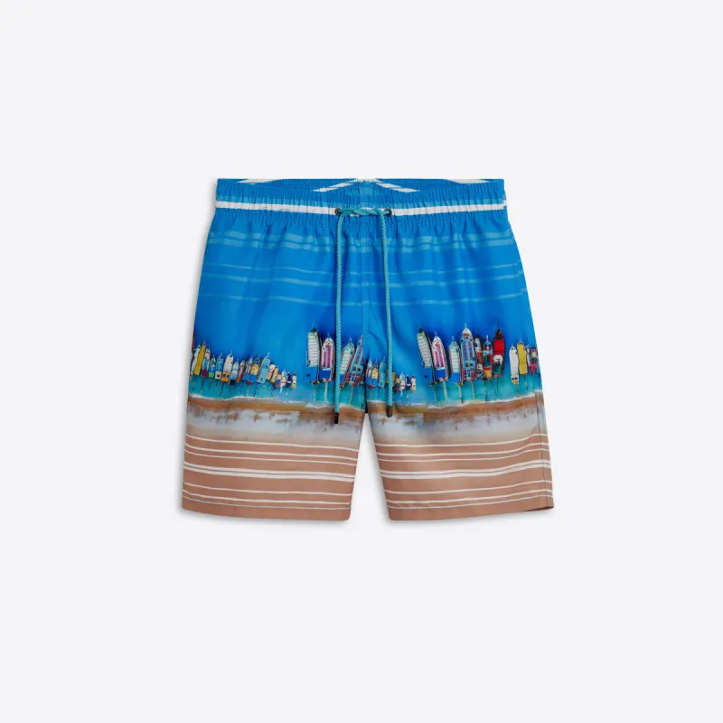 COSMO Regatta Photoprint Swim Trunks made by Bugatchi